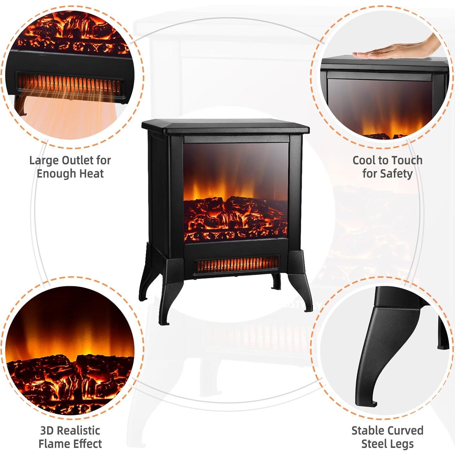 Chimenea Eléctrica ORALNER 1400W 3D Negra 45.7 cm