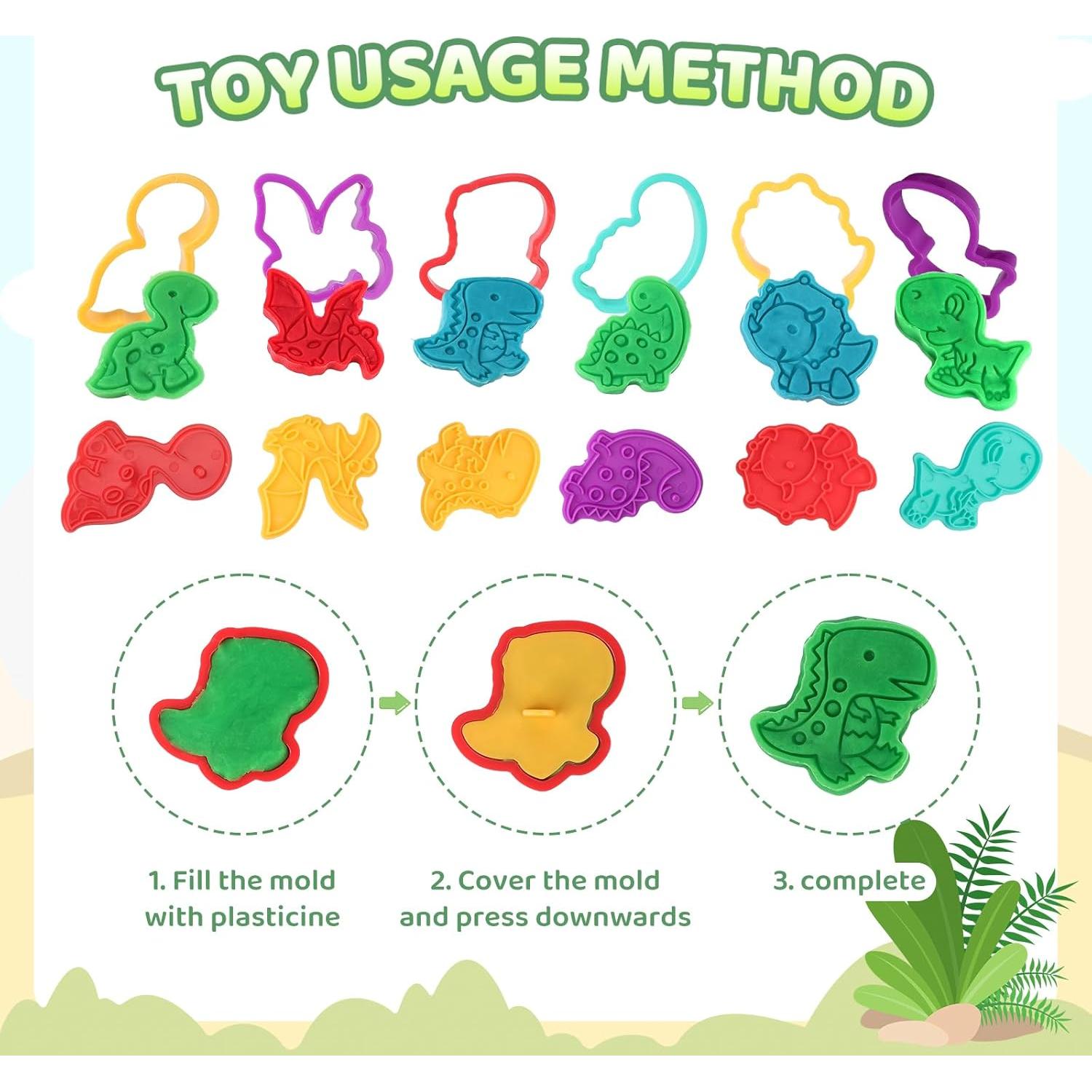 Conjunto de Masa de Color Dinosaurio Cinne 20 Piezas 3-8 Años