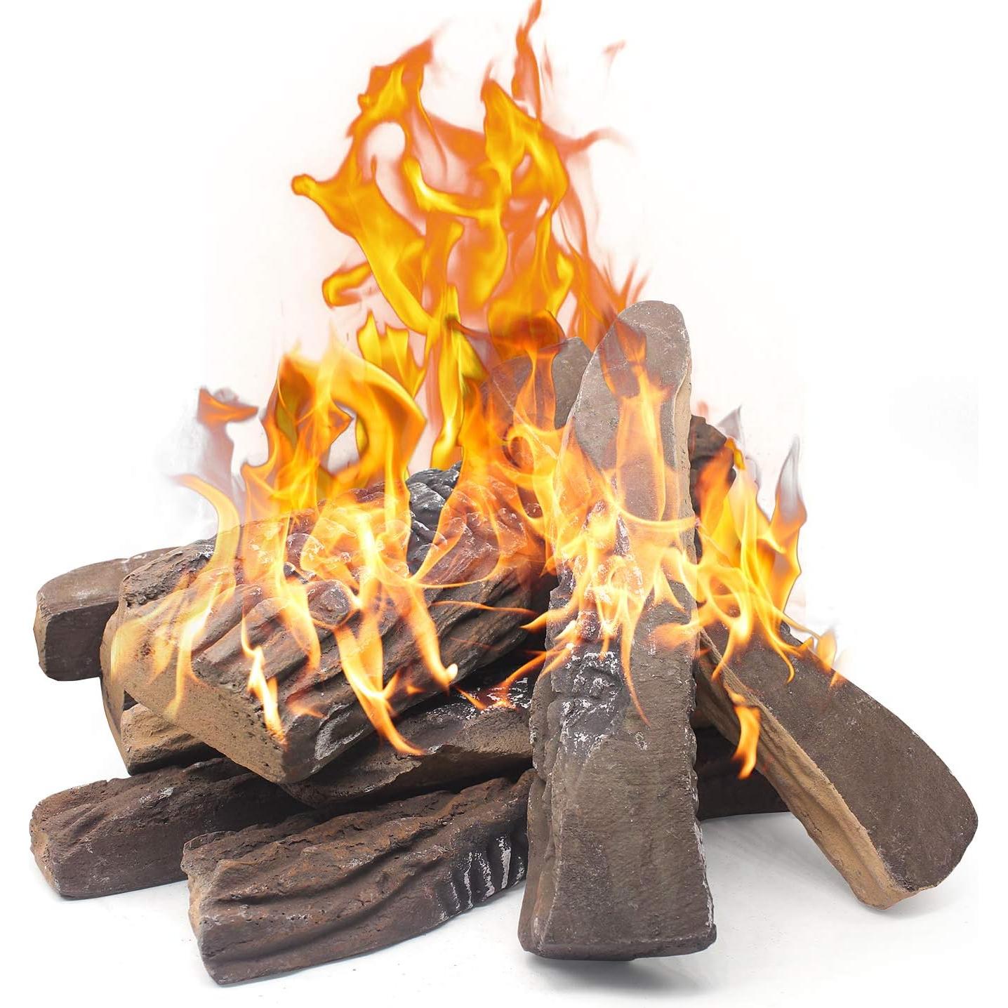 Set de 10 Troncos de Chimenea a Gas Grandhom 38 cm