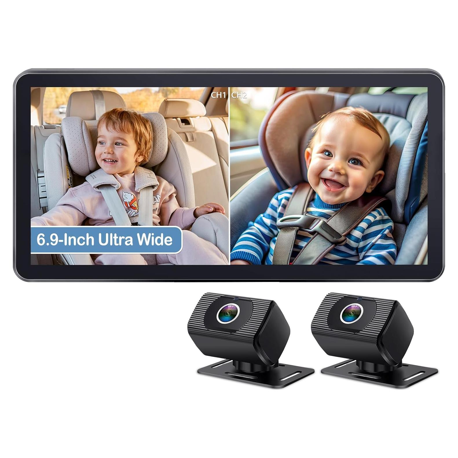 Cámara para Bebés en el Auto Yakry Y13 - Pantalla 6.9" HD 1080P