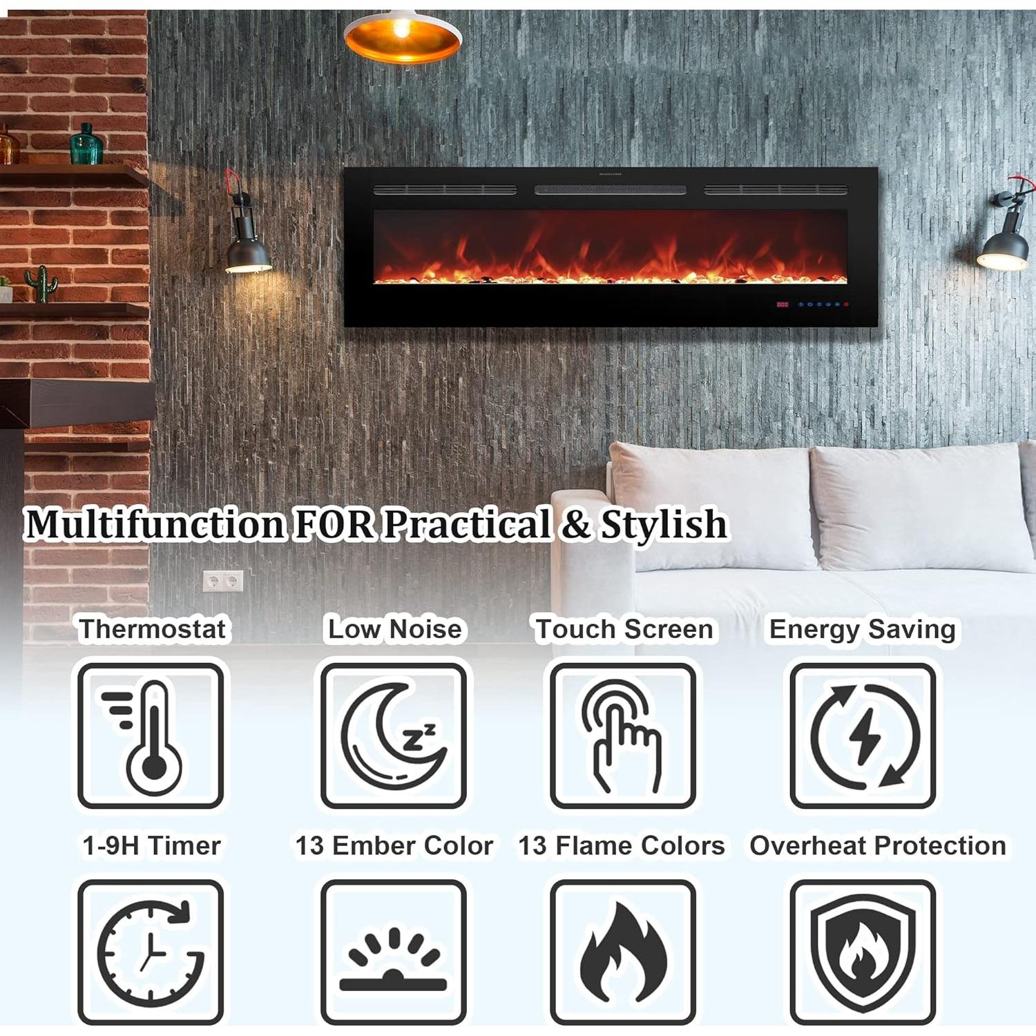 Chimenea eléctrica Oxhark Flame 152 cm con control remoto