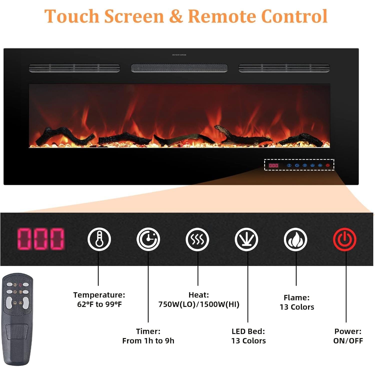 Chimenea eléctrica Oxhark Flame 152 cm con control remoto