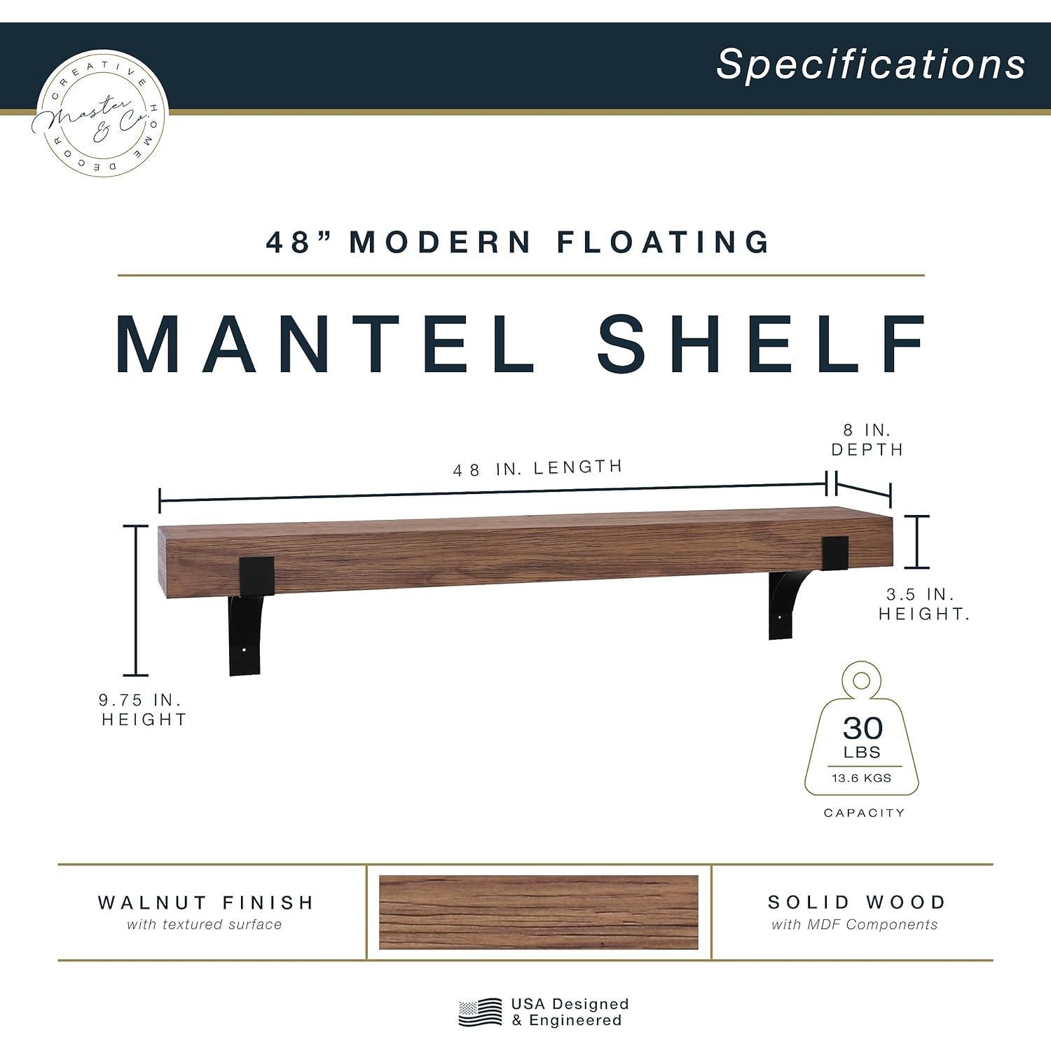 Estante Flotante Master & Co. 121,92 cm Madera Nogal