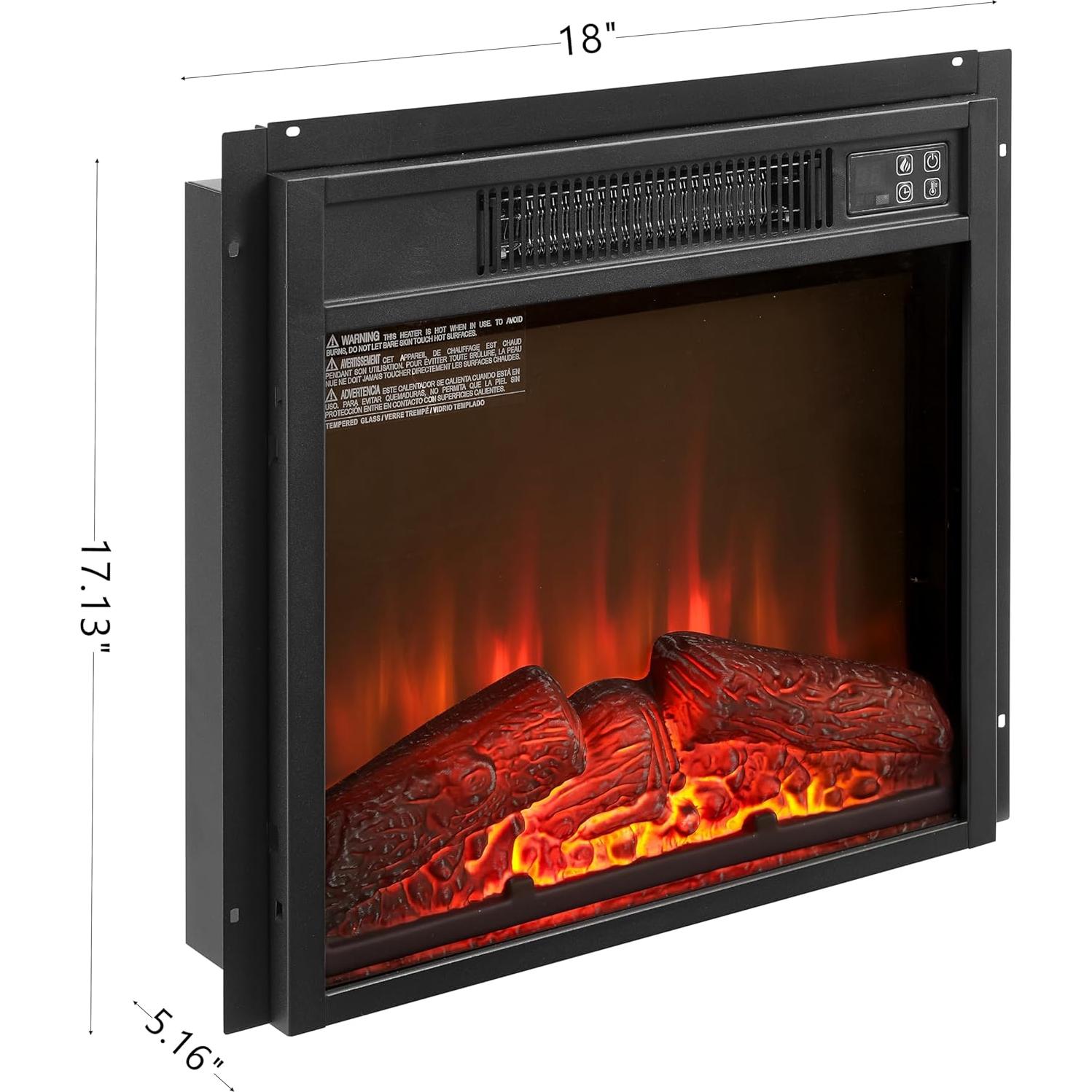 Chimenea Eléctrica Insertar Genérico 1400W 45.72 cm Negra