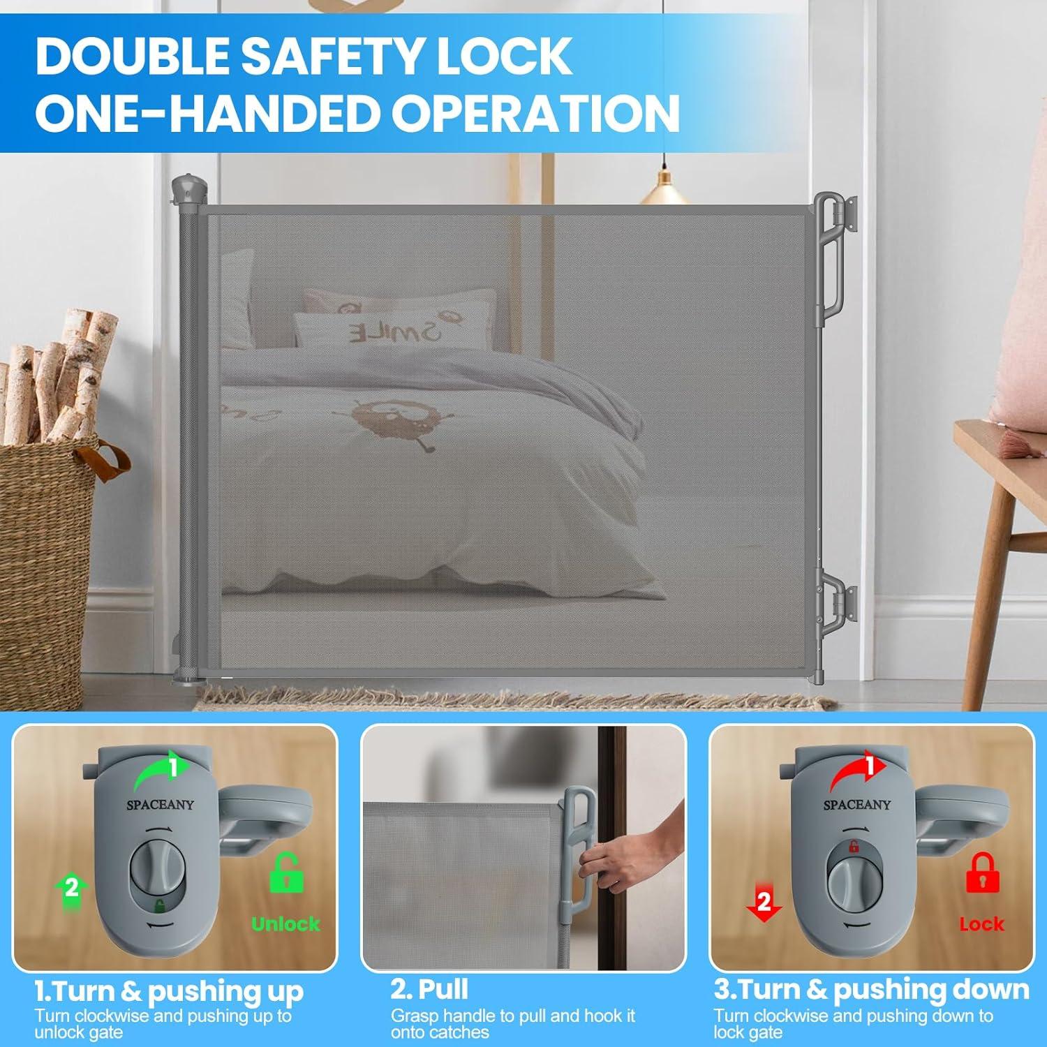 Puerta Retráctil para Bebés SPACEANY 85 x 139.7 cm Gris