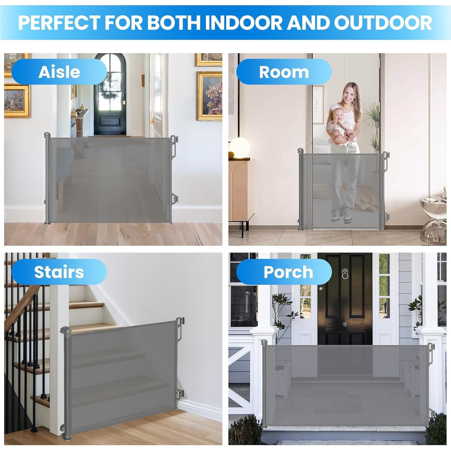 Puerta Retráctil para Bebés SPACEANY 85 x 139.7 cm Gris