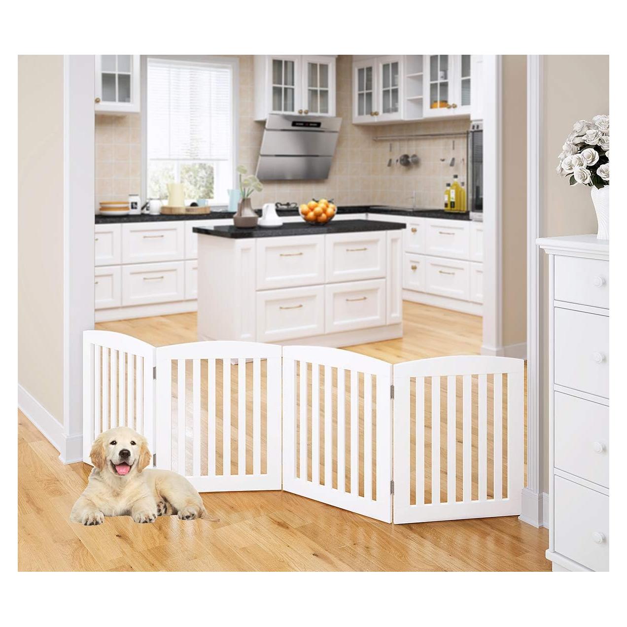 Puerta Plegable para Mascotas Pawland 61 cm 4 Paneles Blanca