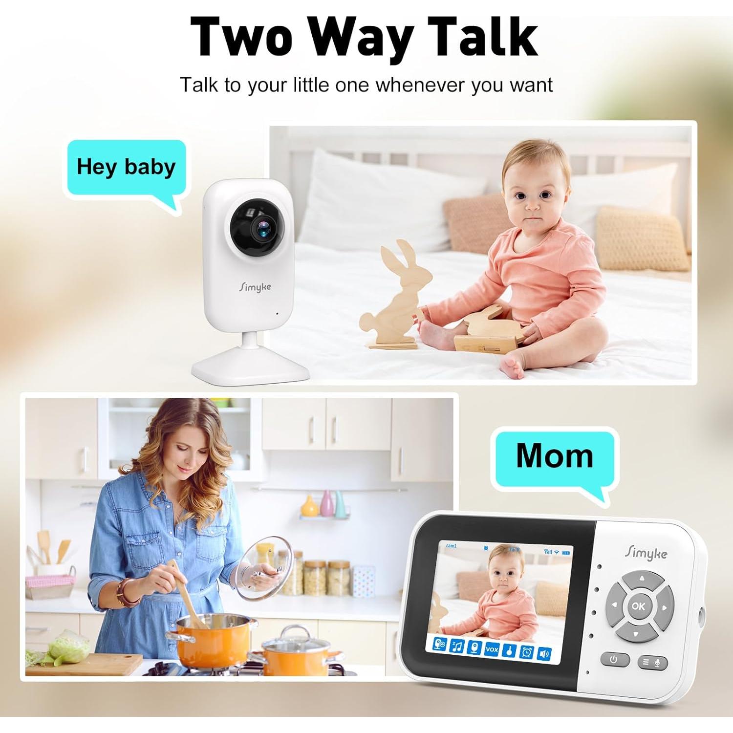 Monitor de Bebé WiFi Simyke BME28-1 Pantalla 7.11 cm