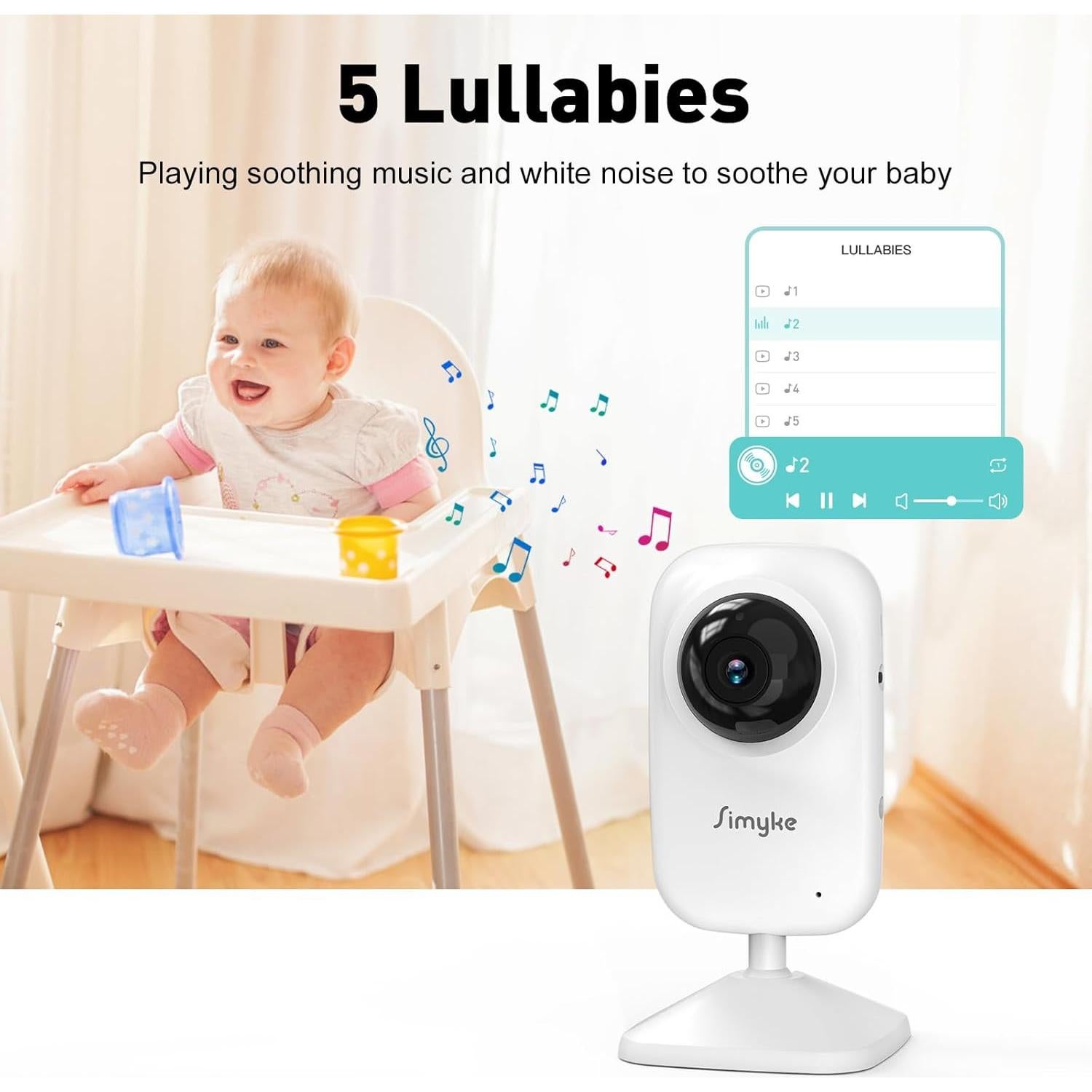 Monitor de Bebé WiFi Simyke BME28-1 Pantalla 7.11 cm