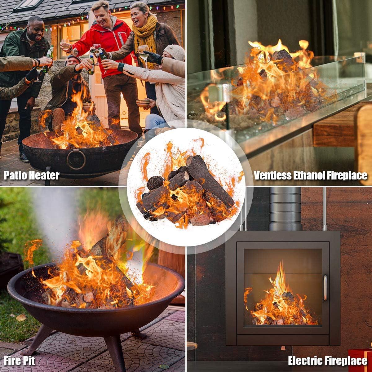 Juego de troncos de cerámica Goplus para chimeneas 9 PCS