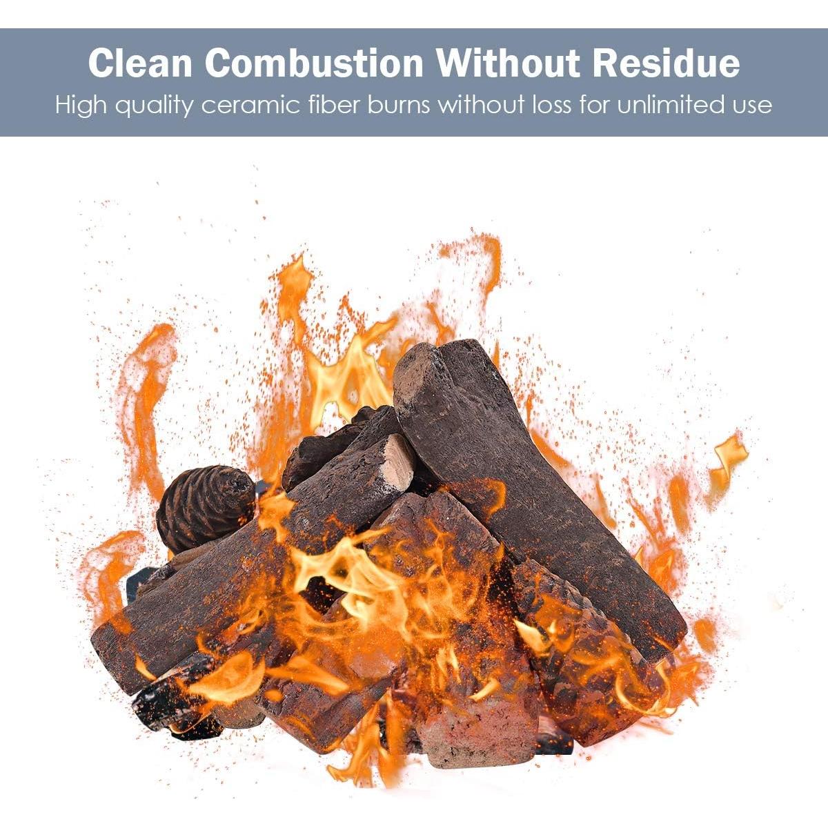 Juego de troncos de cerámica Goplus para chimeneas 9 PCS