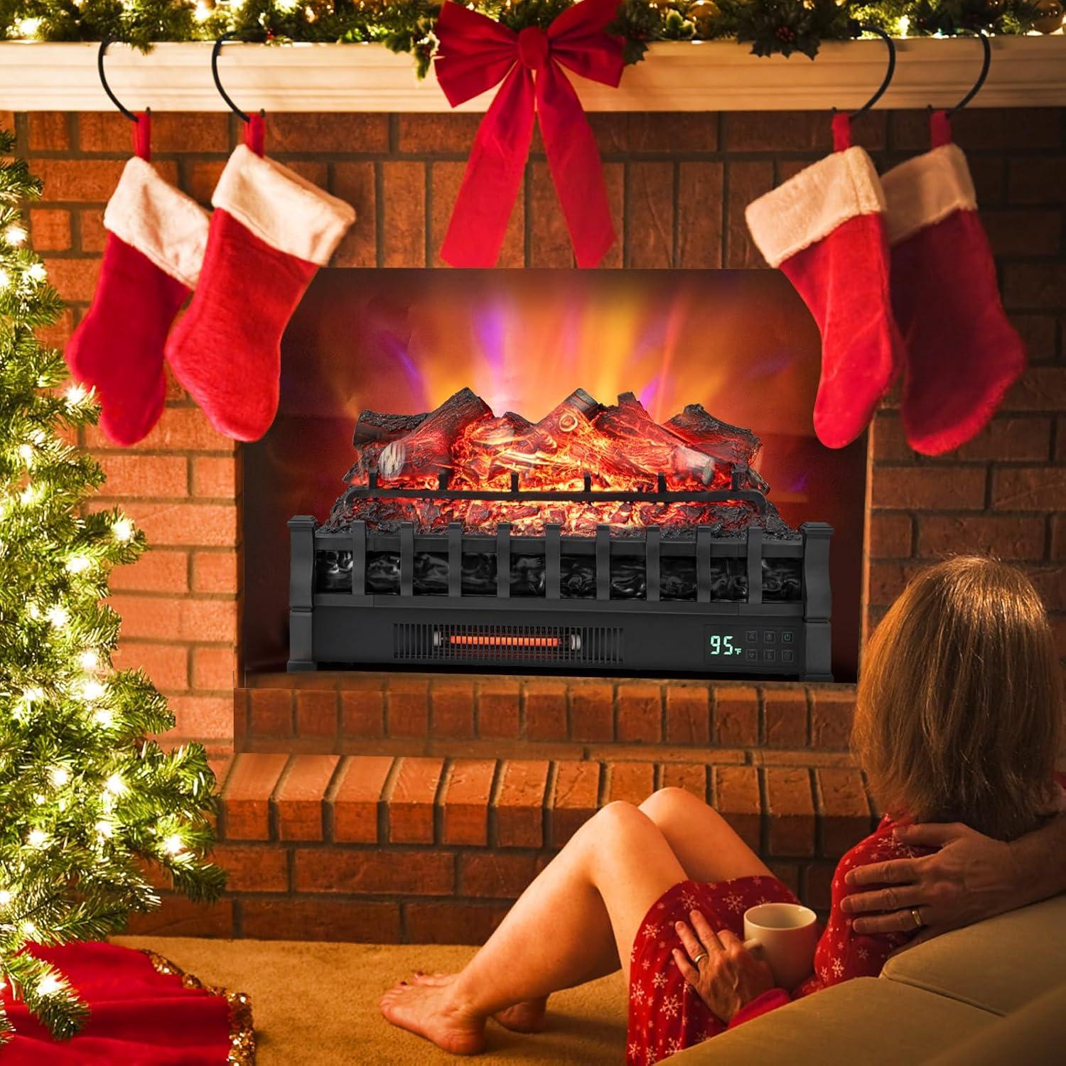 Calentador de Chimenea Eléctrica MAT EXPERT 1500W Negro