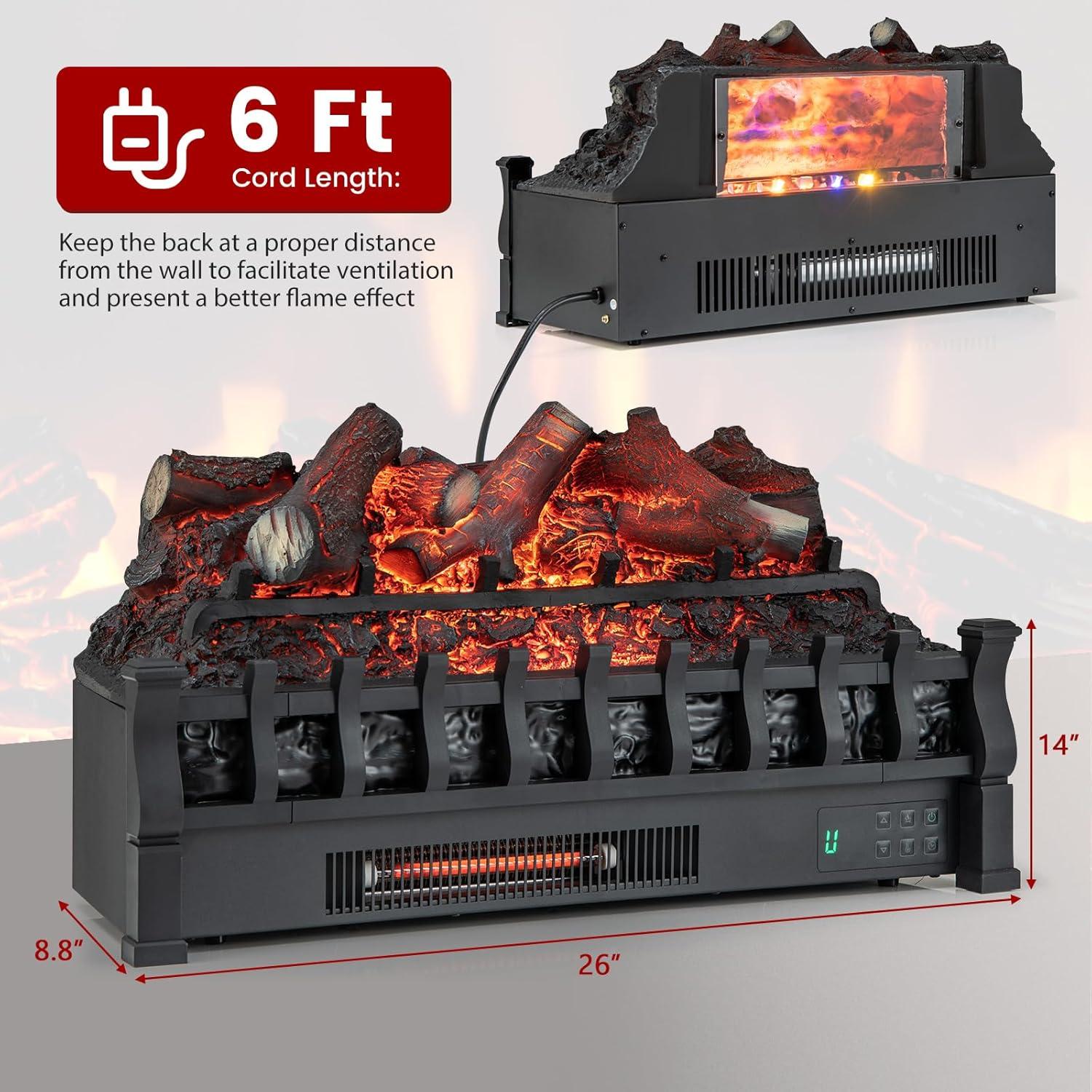 Calentador de Chimenea Eléctrica MAT EXPERT 1500W Negro