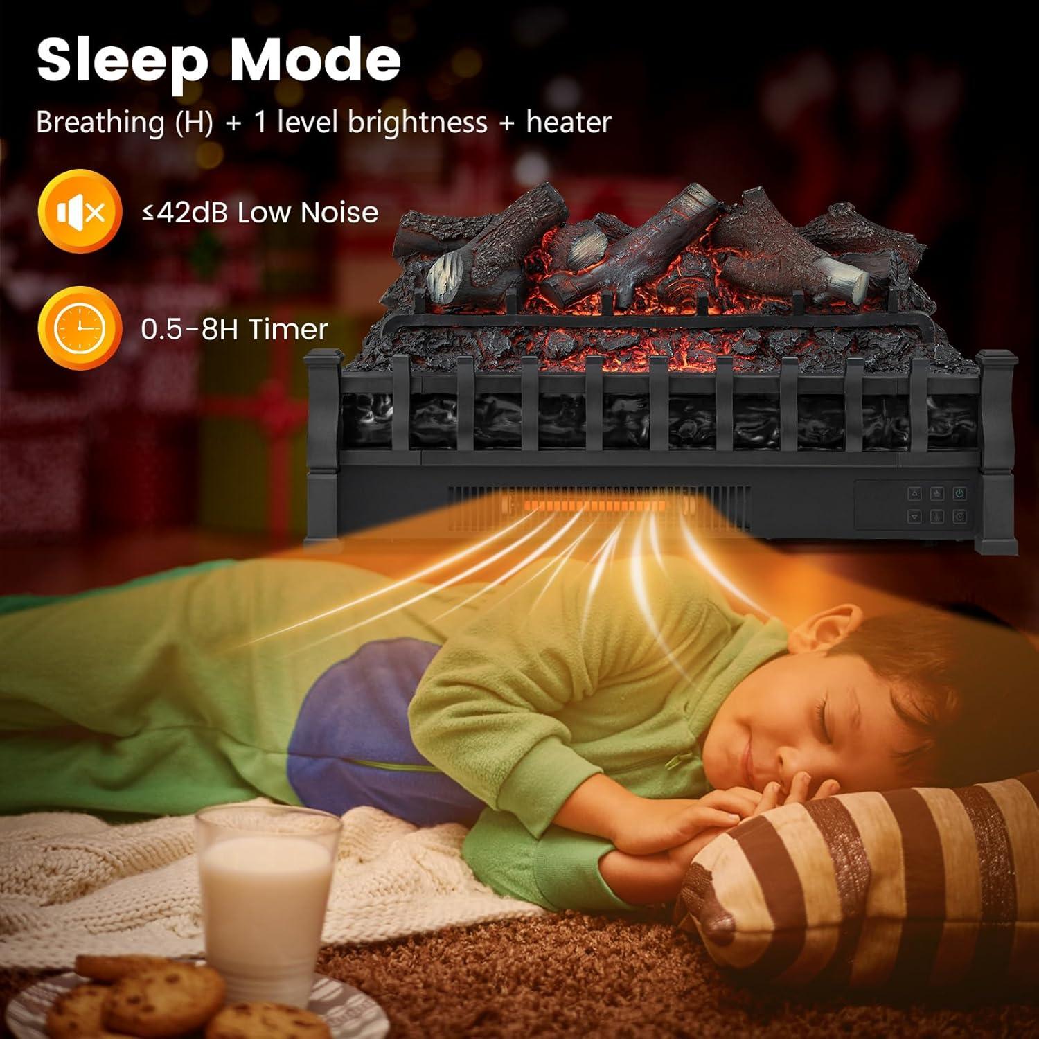 Calentador de Chimenea Eléctrica MAT EXPERT 1500W Negro