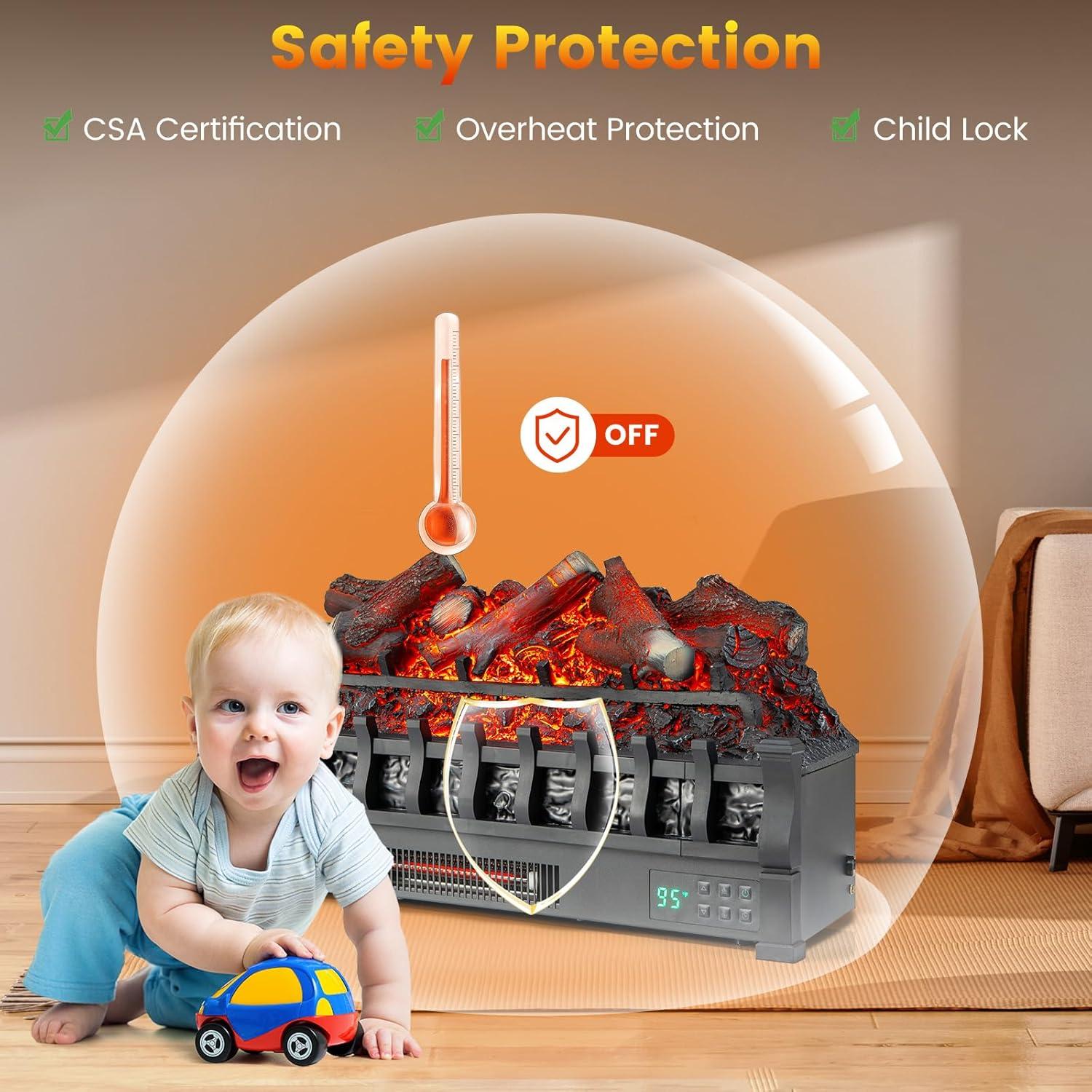 Calentador de Chimenea Eléctrica MAT EXPERT 1500W Negro