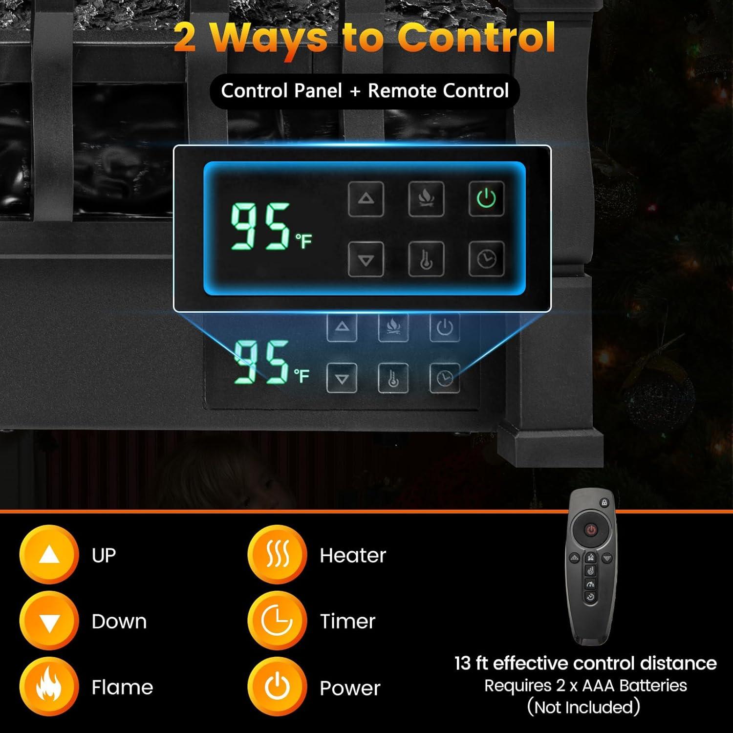 Calentador de Chimenea Eléctrica MAT EXPERT 1500W Negro