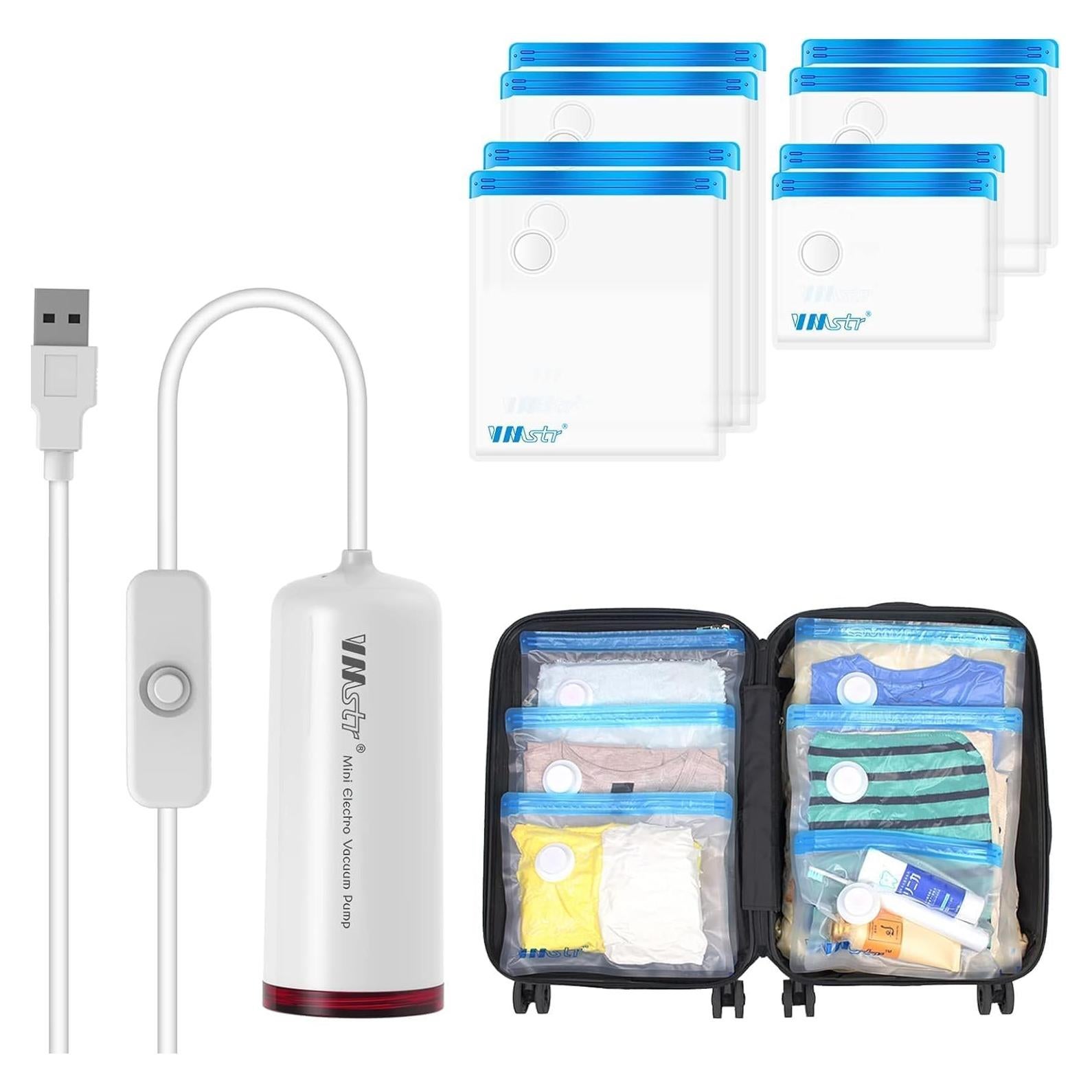 Bolsas de Almacenamiento al Vacío VMSTR con Bomba USB - 8 Piezas