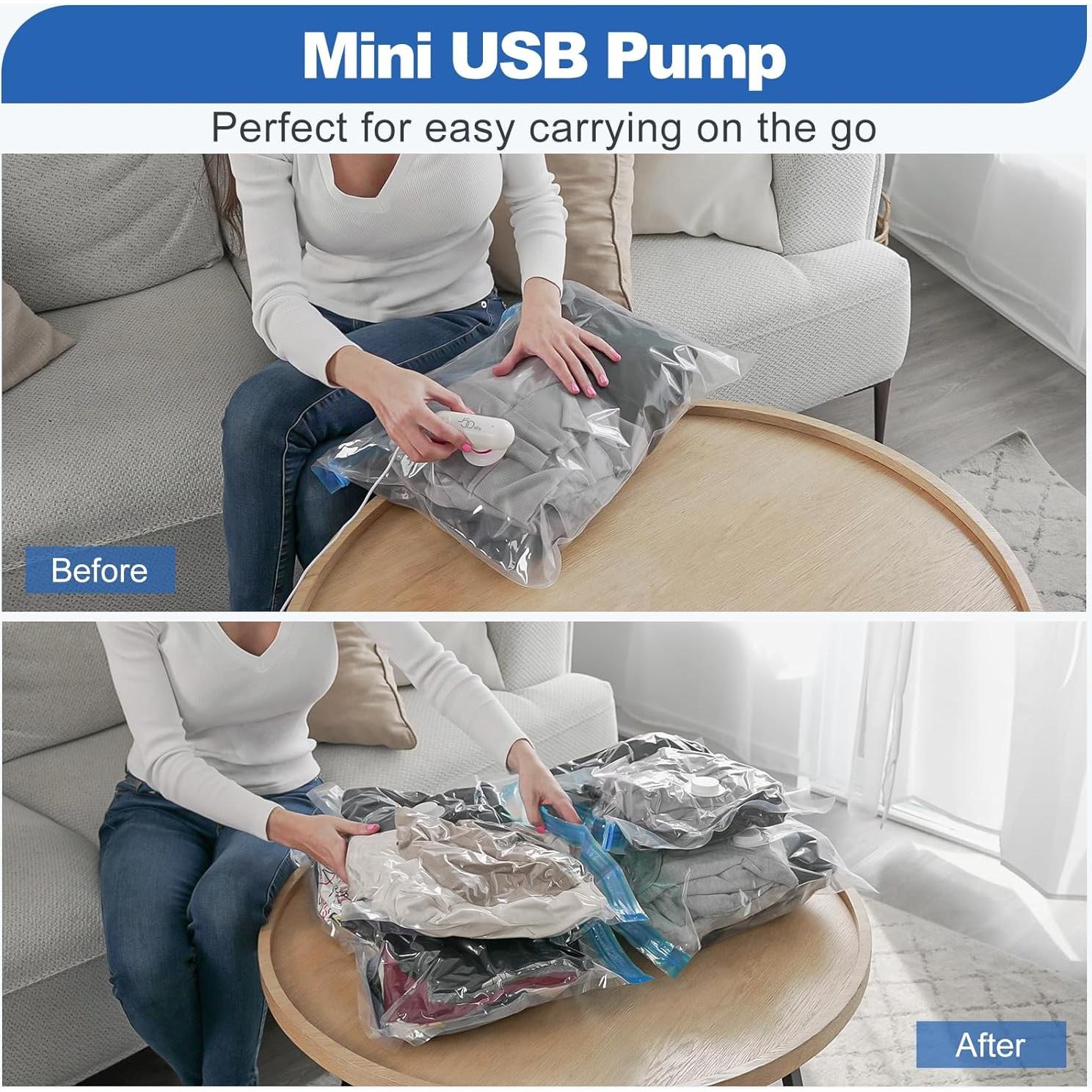 Bolsas de Almacenamiento al Vacío VMSTR con Bomba USB - 8 Piezas