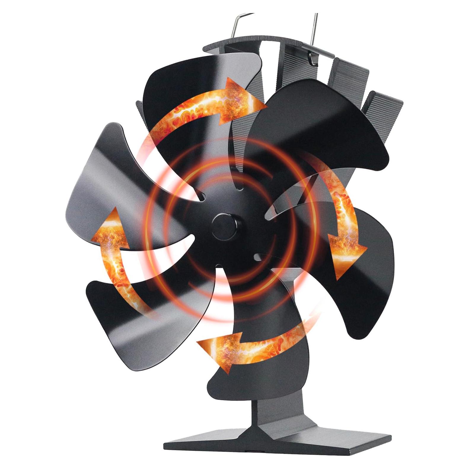 Ventilador de Estufa Tomersun XYD-616BU 6 Aspas Negro