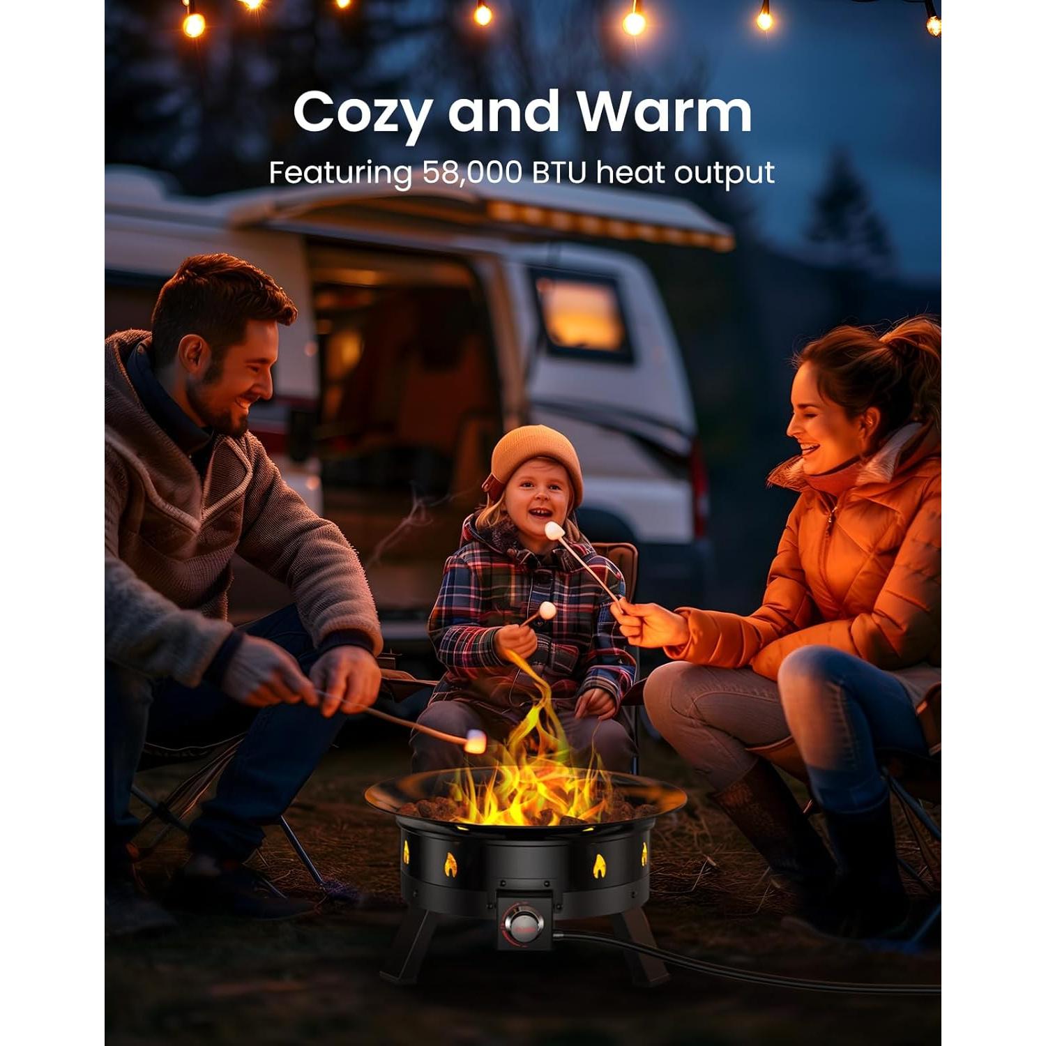 Hoguera de Propano Ciays 61 cm con Parrilla y Plegable