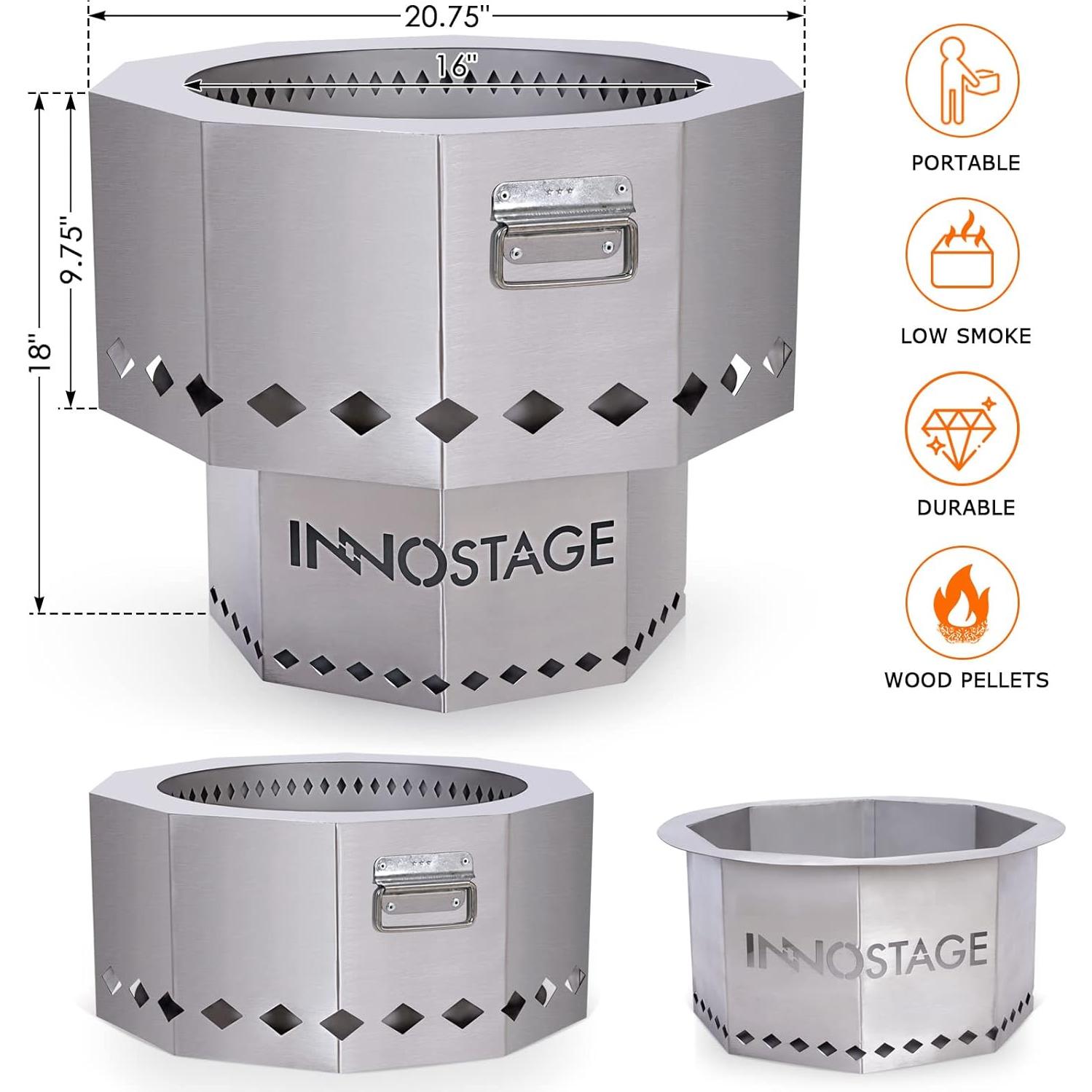 Hoguera Portátil INNO STAGE 53 cm Acero Inoxidable Sin Humo