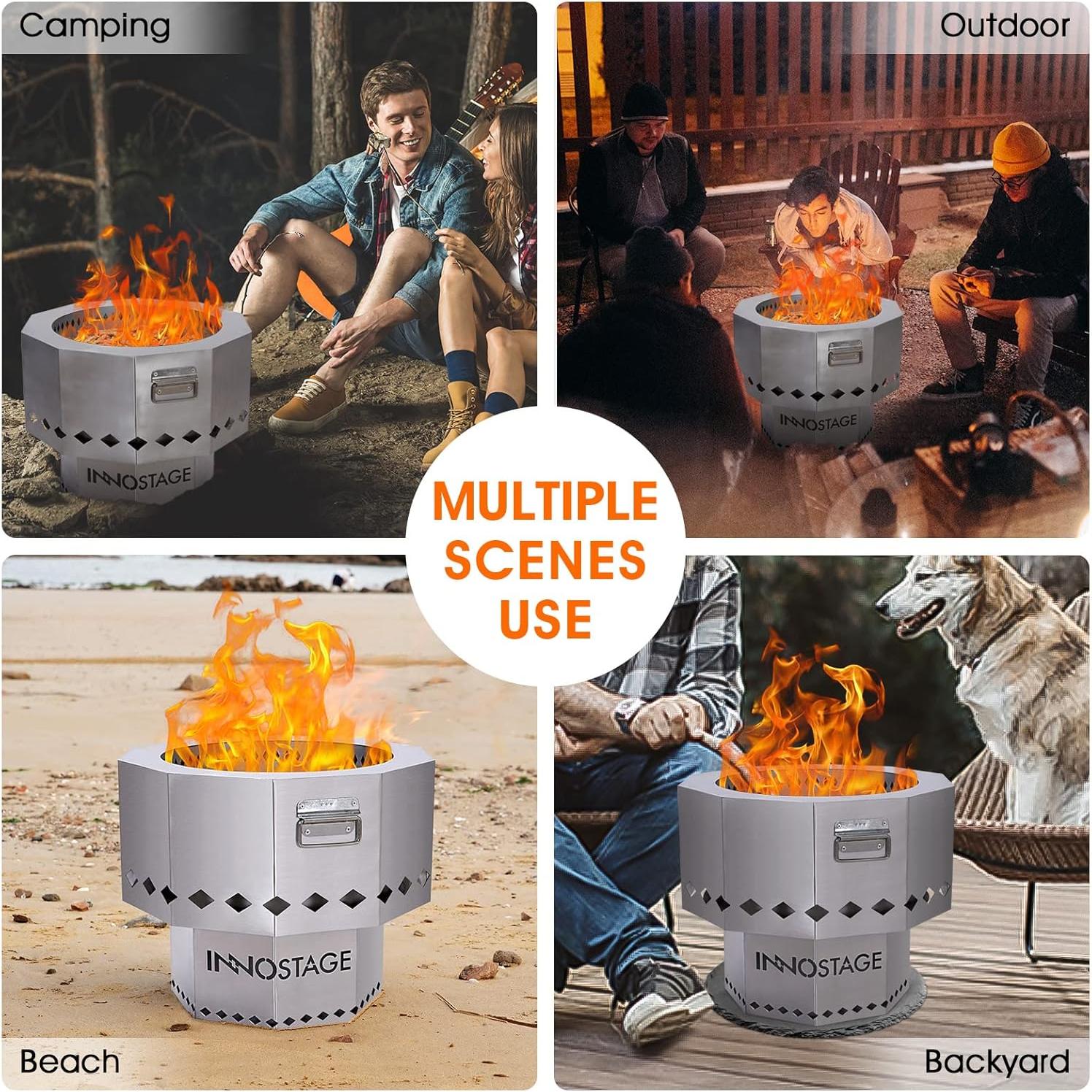 Hoguera Portátil INNO STAGE 53 cm Acero Inoxidable Sin Humo