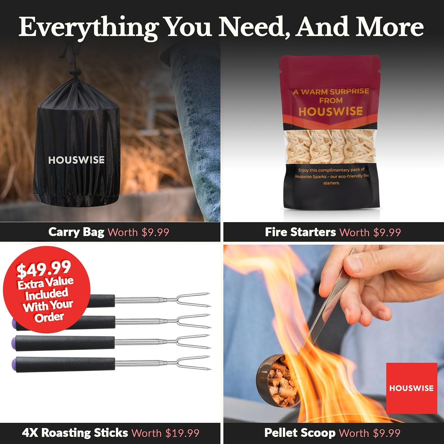 Hoguera de Mesa Sin Humo Houswise 8 Pulgadas Acero Inoxidable