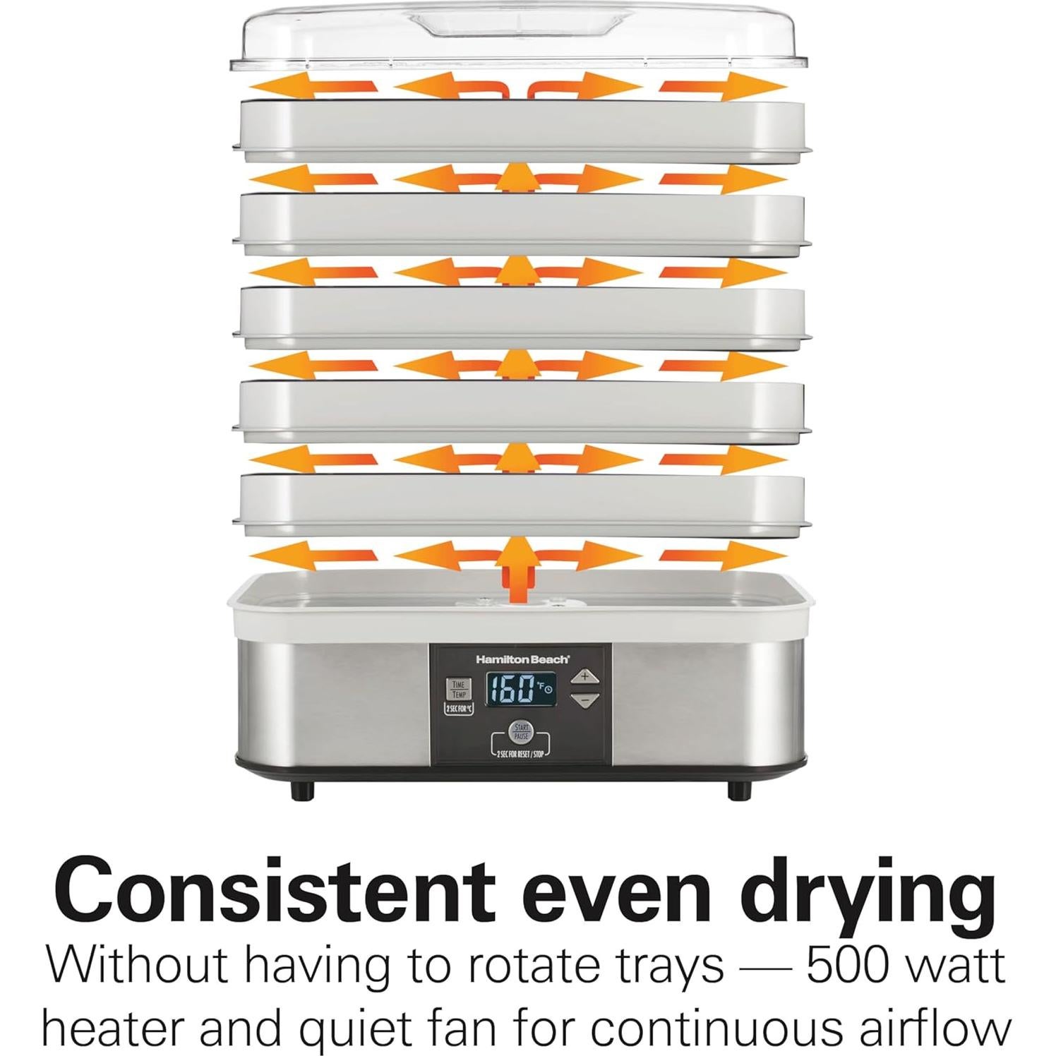 Deshidratador de Alimentos Digital Hamilton Beach 5 Bandejas 500W
