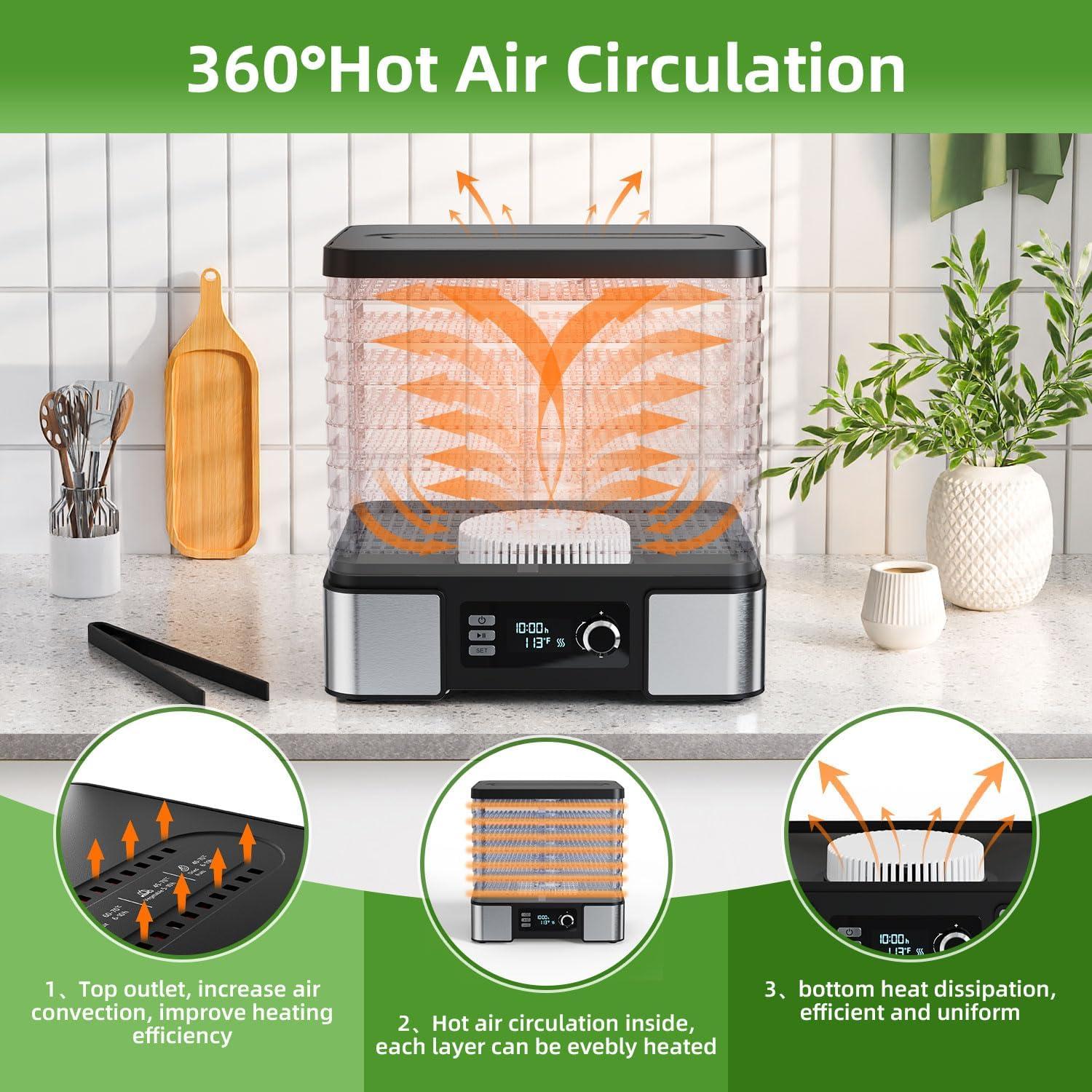 Deshidratador de Alimentos TINANA 7 Estantes 400W Acero Inoxidable