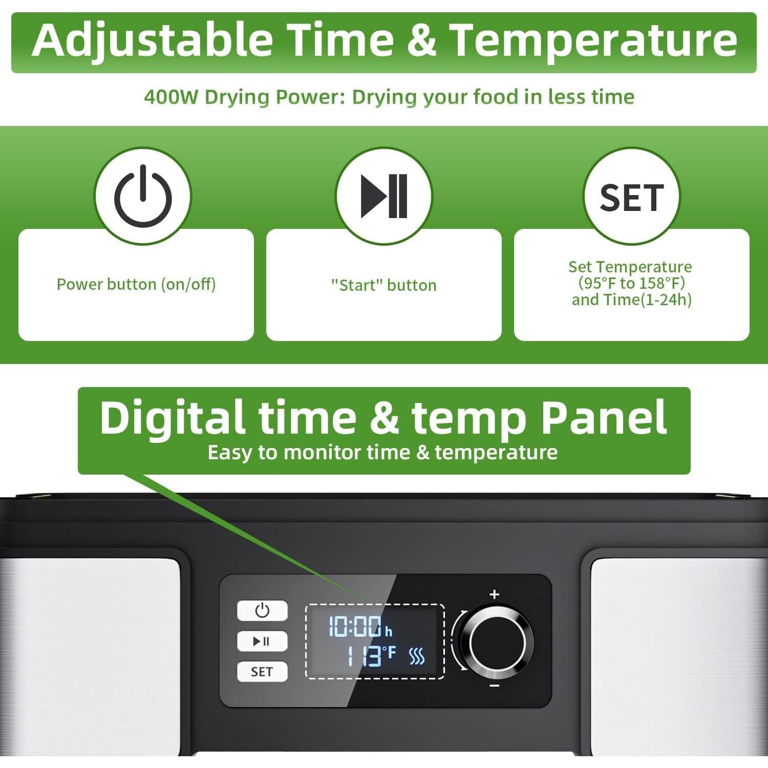 Deshidratador de Alimentos TINANA 7 Estantes 400W Acero Inoxidable