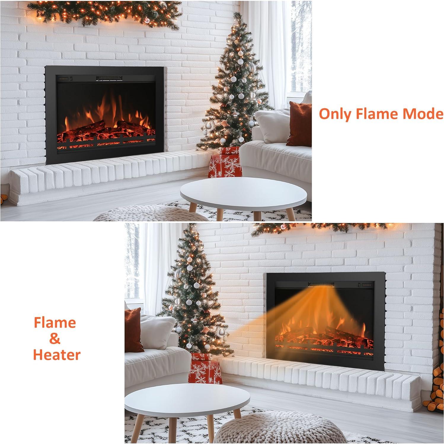 Chimenea Eléctrica Insertar RODALFLAME 83.82 cm 750/1500W Negro