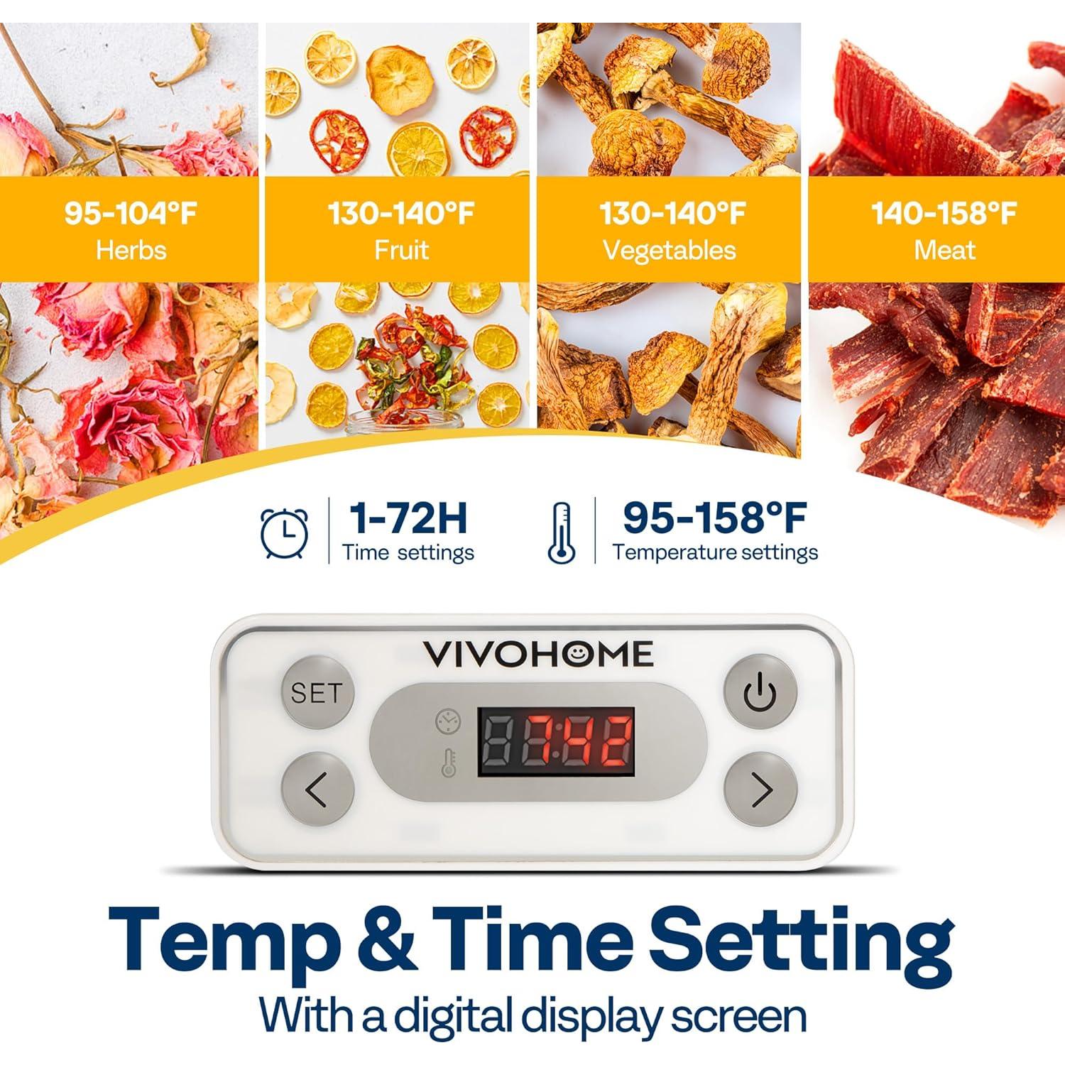 Deshidratador de Alimentos VIVOHOME 8 Bandejas 400W Blanco