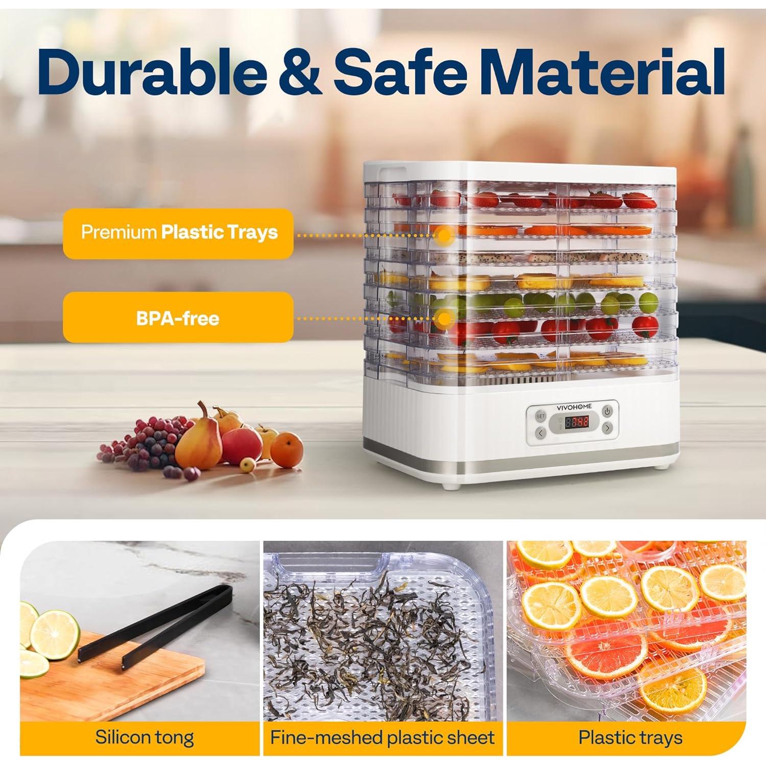 Deshidratador de Alimentos VIVOHOME 8 Bandejas 400W Blanco