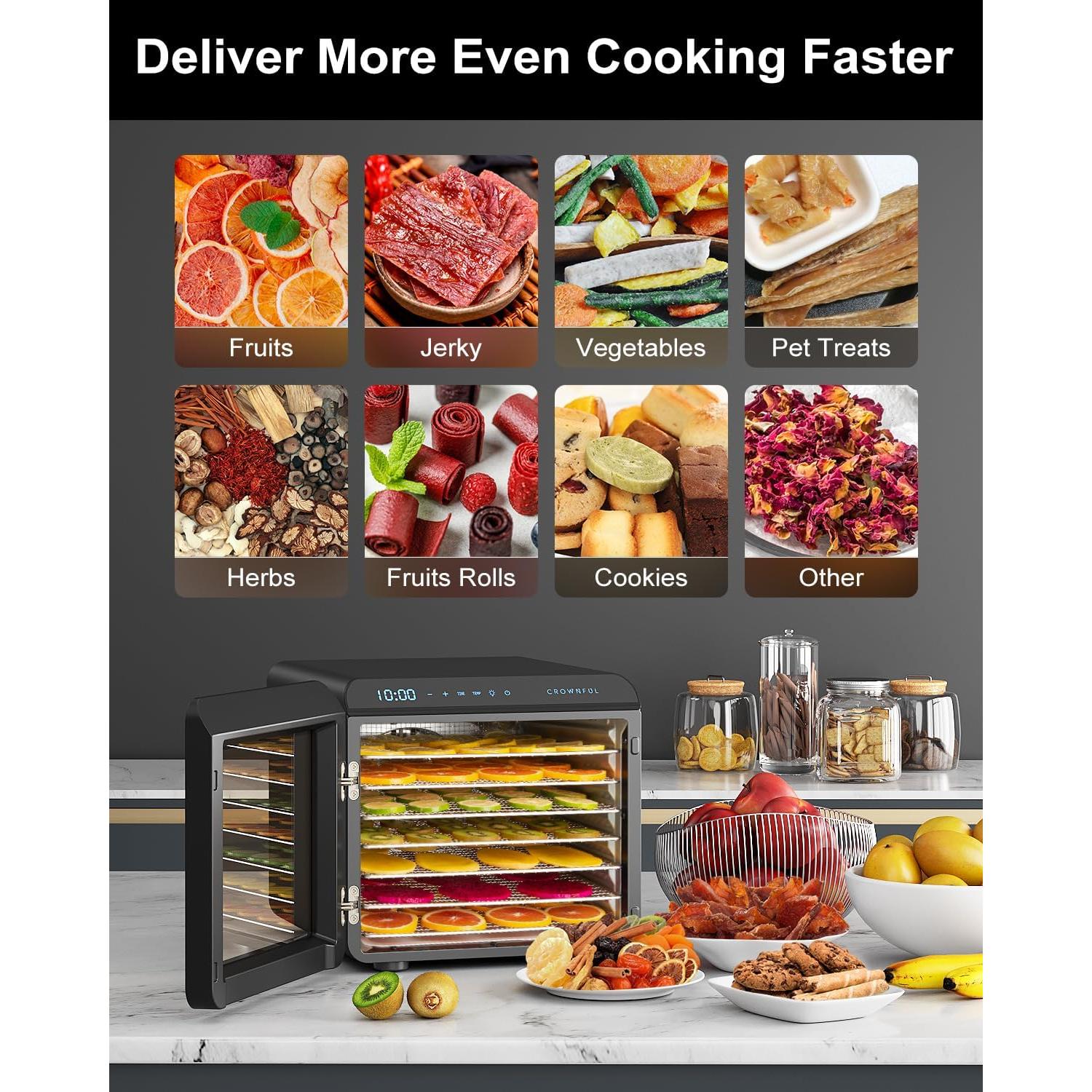 Deshidratador de Alimentos CROWNFUL CF-FD01 7 Bandejas Acero Inoxidable