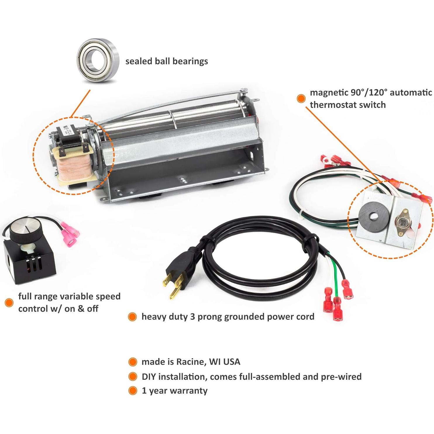 Kit Ventilador FK15 FireplaceBlowersOnline | Silencioso y Eficiente