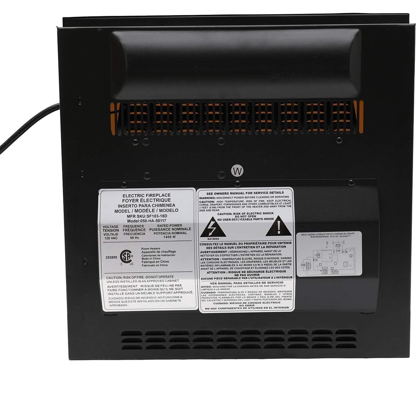 Chimenea Eléctrica HPW 1400W Montada en Pared con Control Remoto