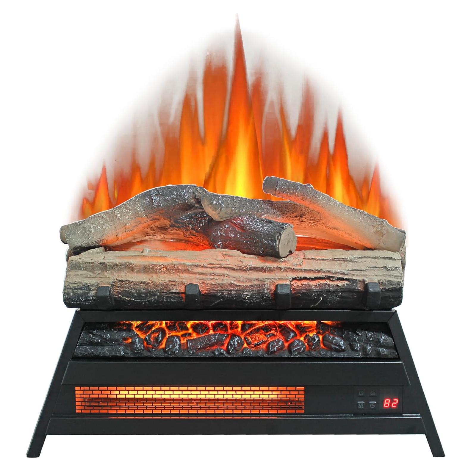 Chimenea eléctrica Genérico 37 m² 1500W con troncos 3D