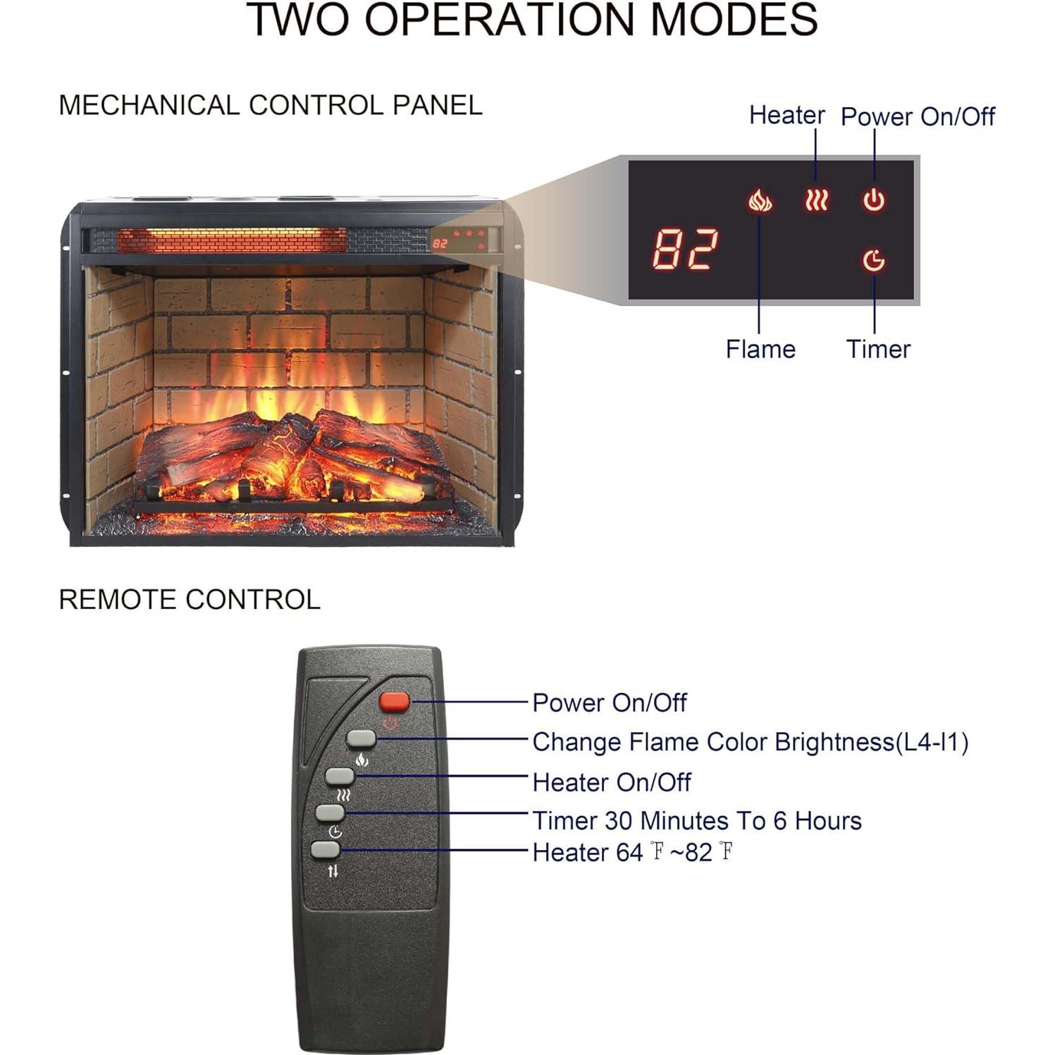 Insertable de Chimenea Eléctrica TMEOSK 60 cm Cuarzo Infrarrojo