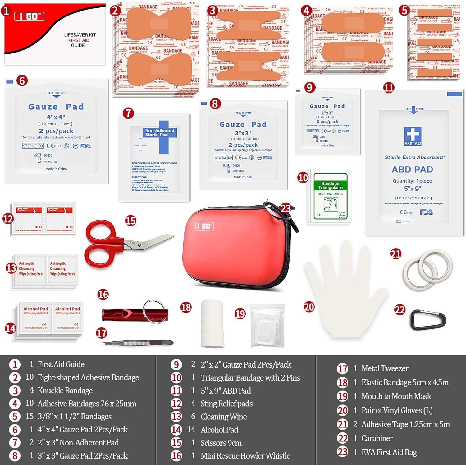 Kit de Primeros Auxilios I GO 85 Piezas Compacto Rojo