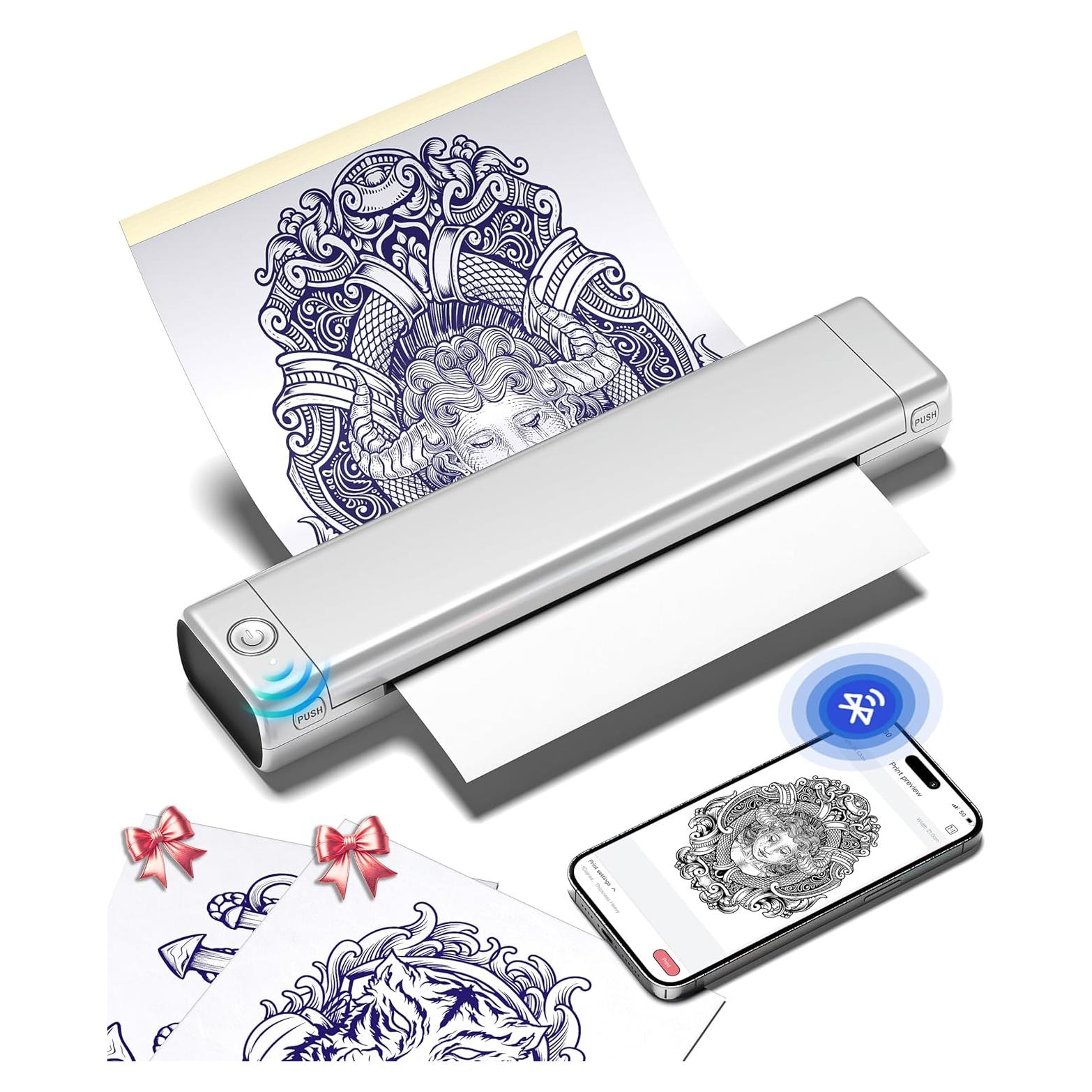 Impresora de Tatuajes Phomemo M08F Bluetooth Portátil Plata