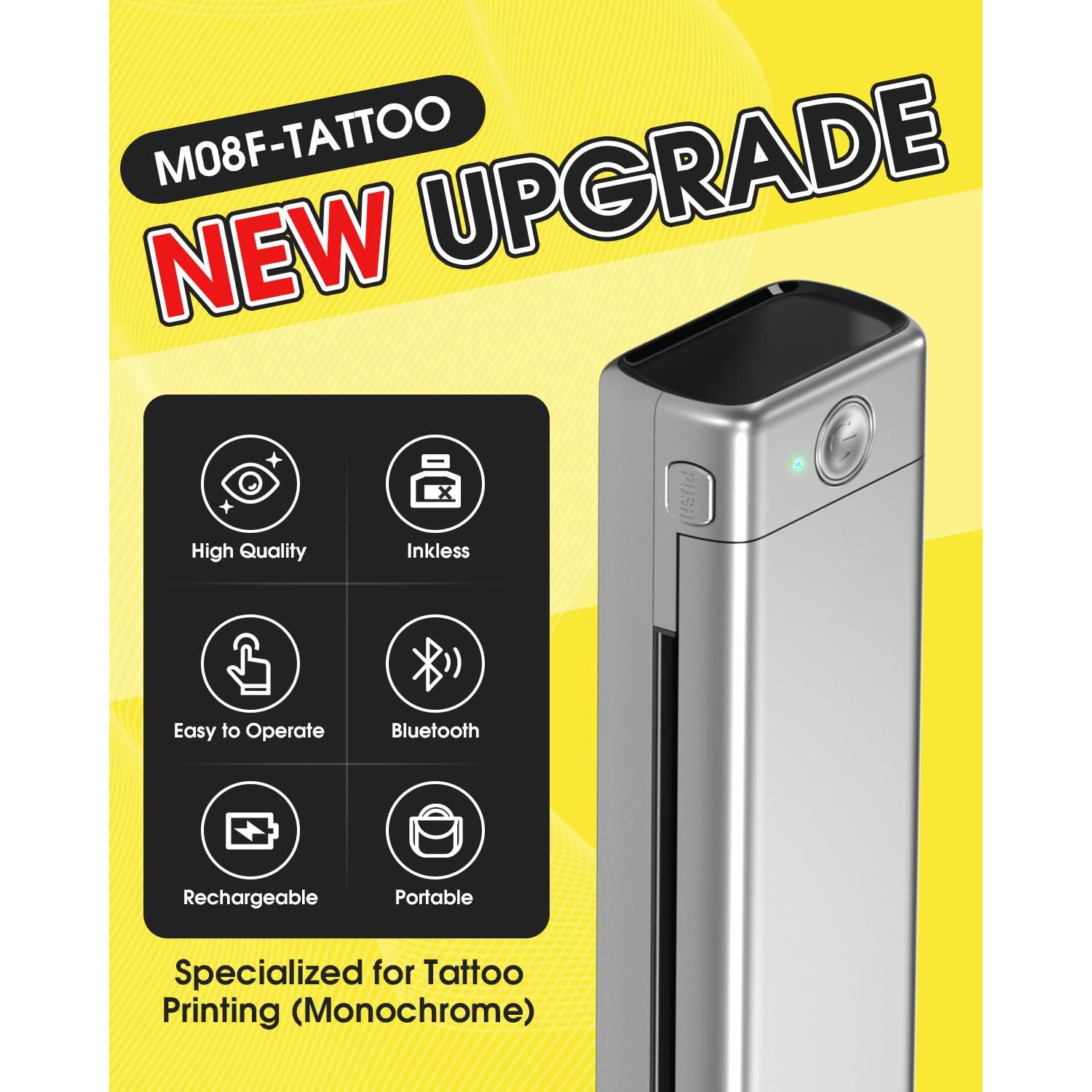 Impresora de Tatuajes Phomemo M08F Bluetooth Portátil Plata