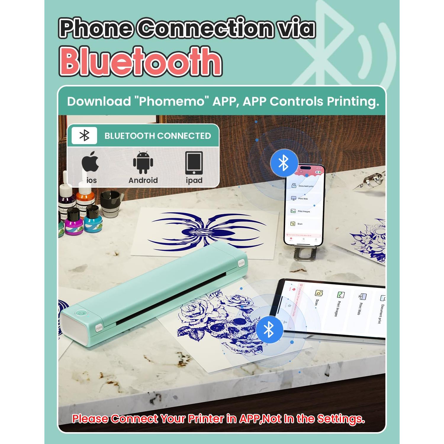 Impresora de Tatuajes Inalámbrica Phomemo M08F, 0.91 kg