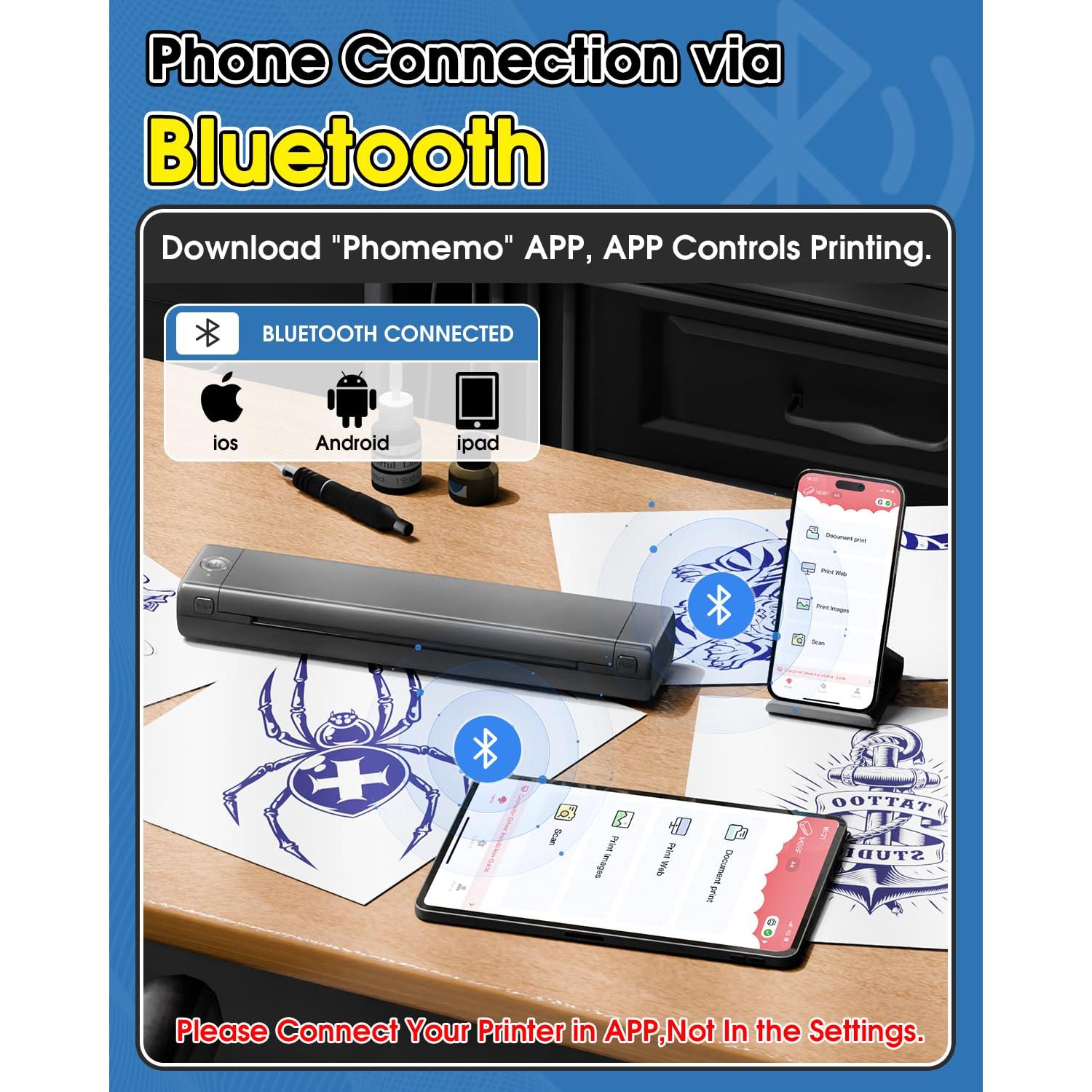 Impresora de Plantillas Phomemo M08F Bluetooth Portátil