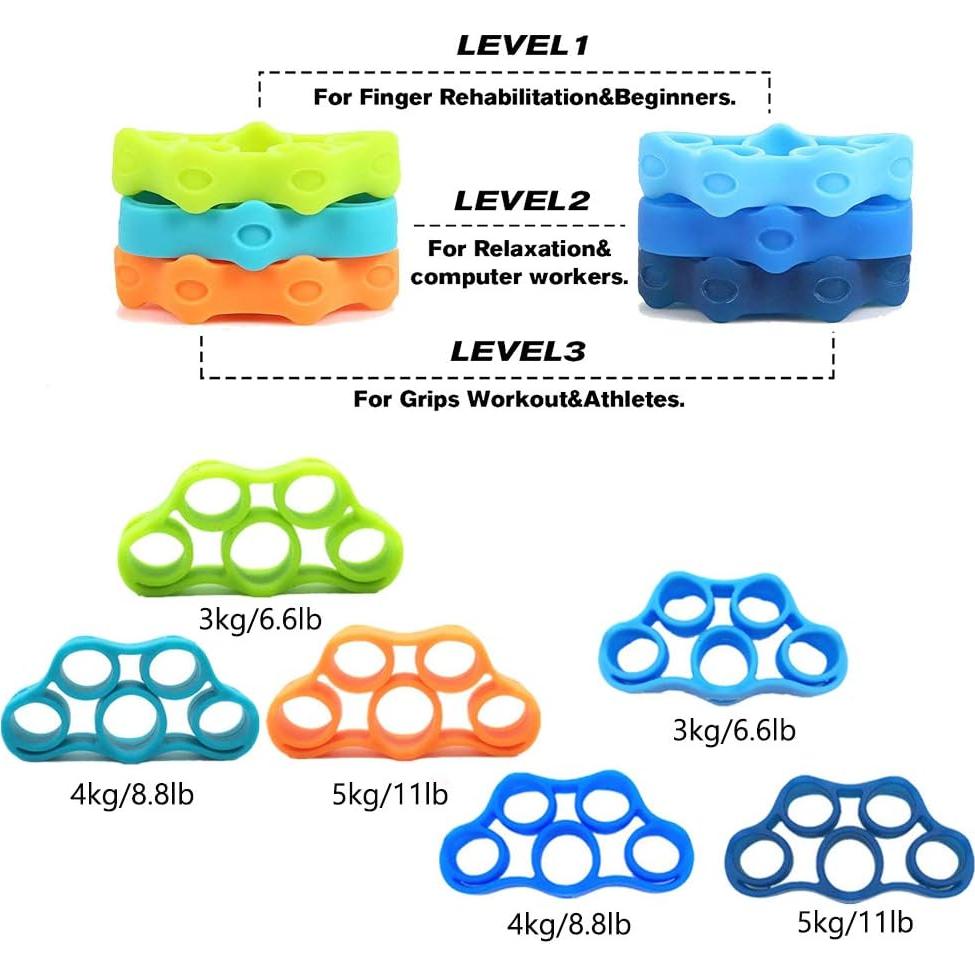 Ejercitador de Dedos Pnrskter 6 PCS - Fortalecedor de Agarre