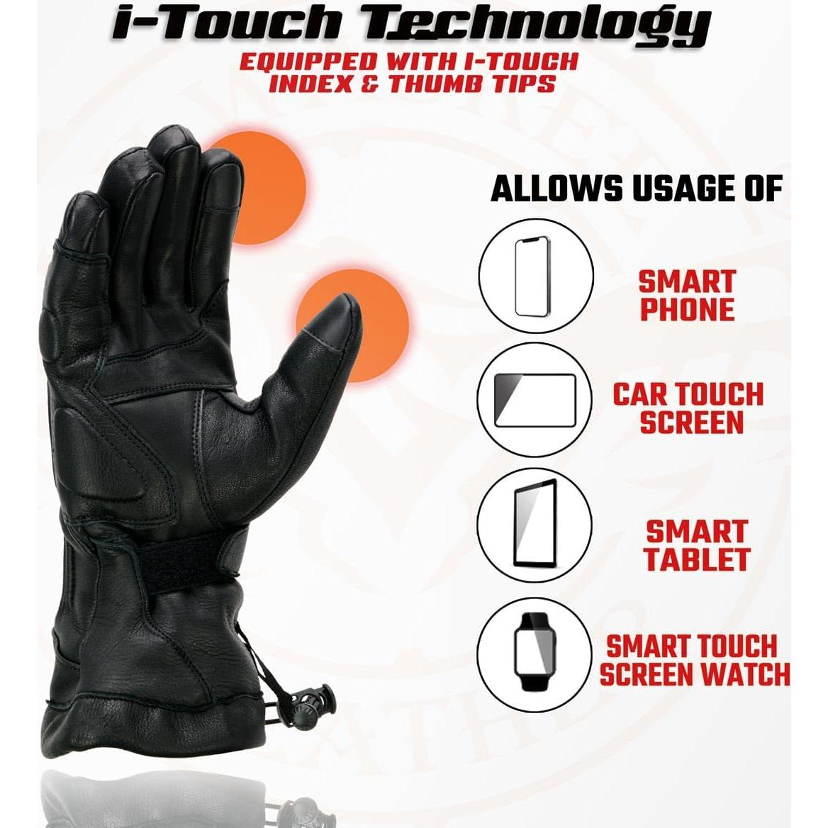 Guantes de motocicleta Milwaukee Leather MG7518 de cuero negro