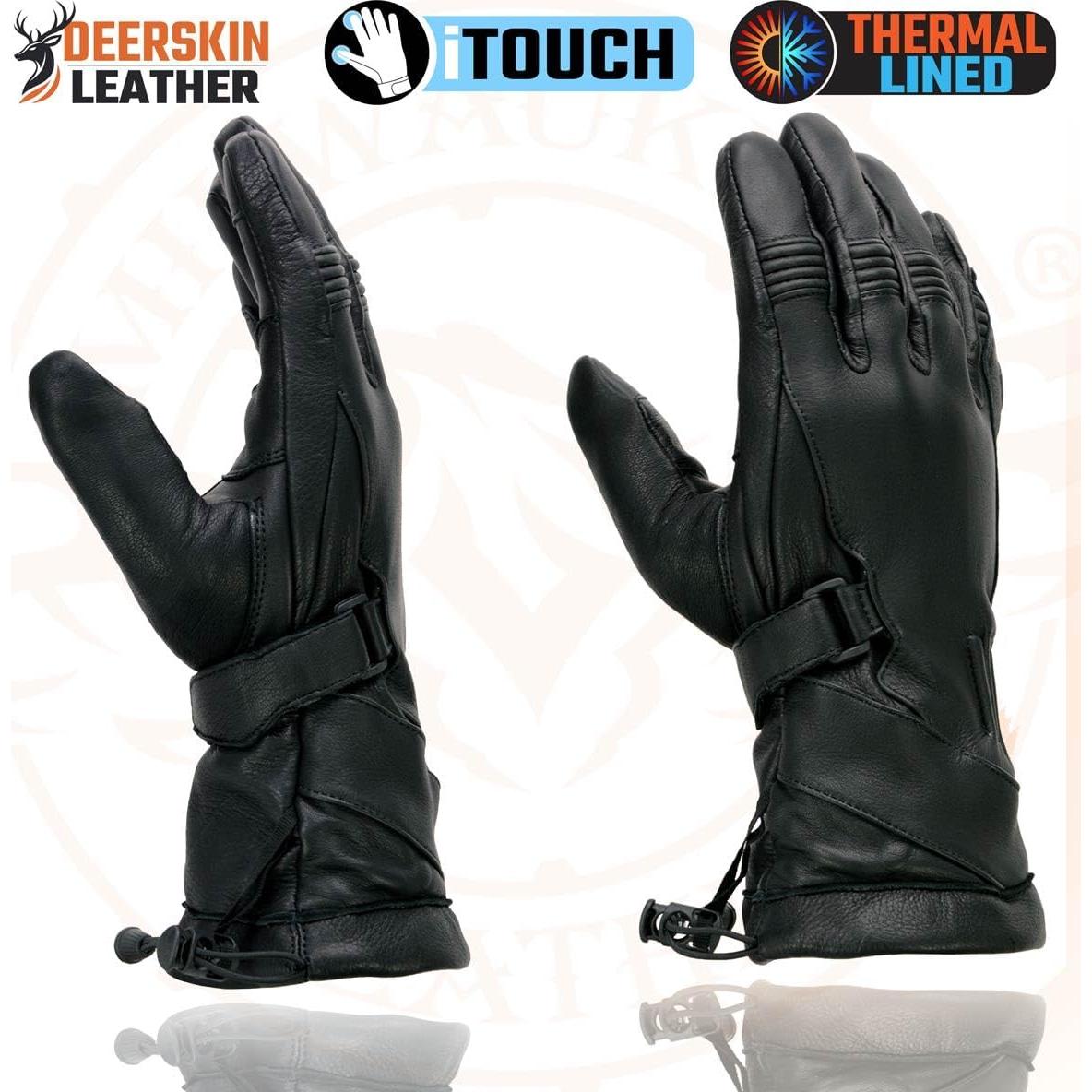 Guantes de motocicleta Milwaukee Leather MG7518 de cuero negro