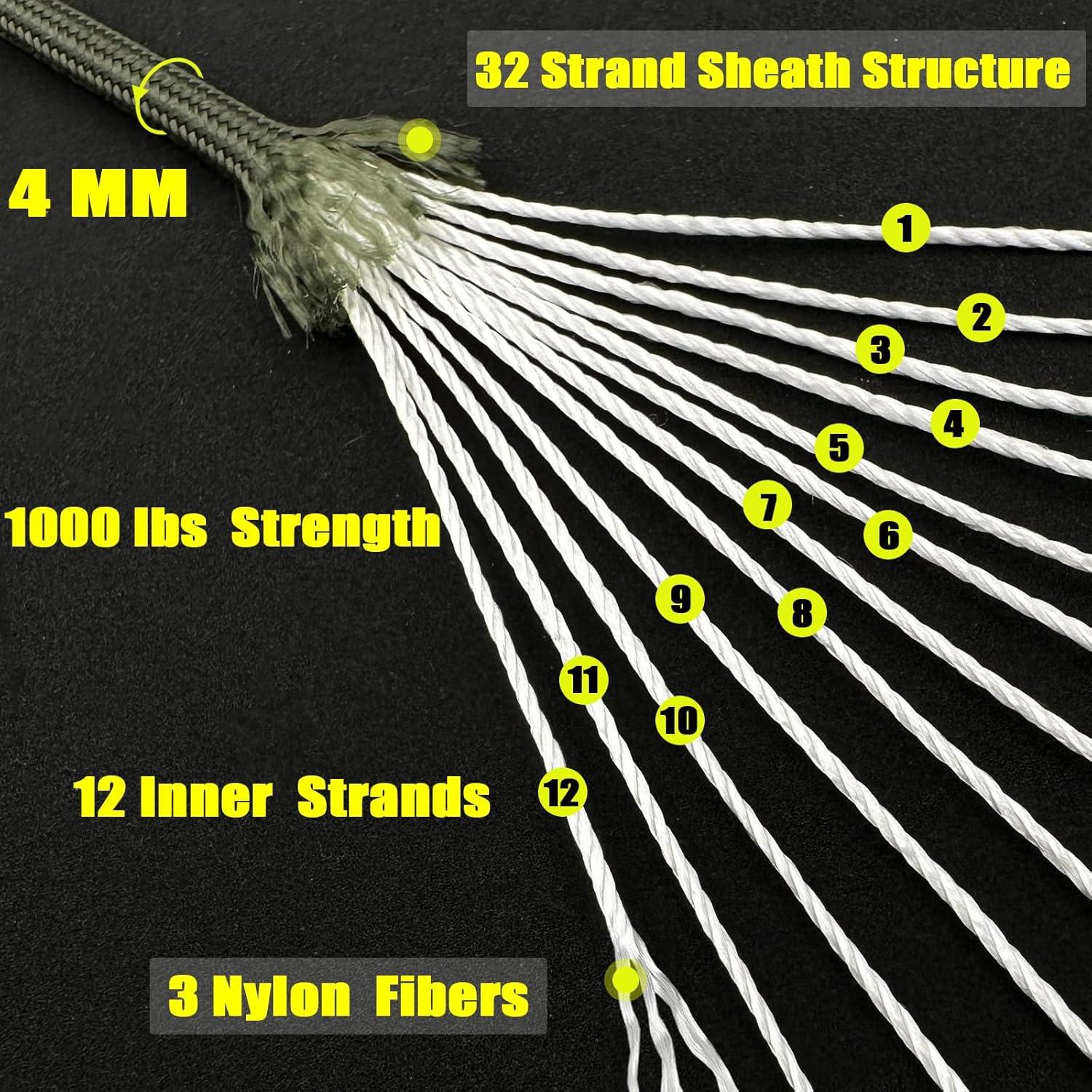 Cuerda Paracord VVAAGG 1000lb 15.24m Nylon Verde Militar