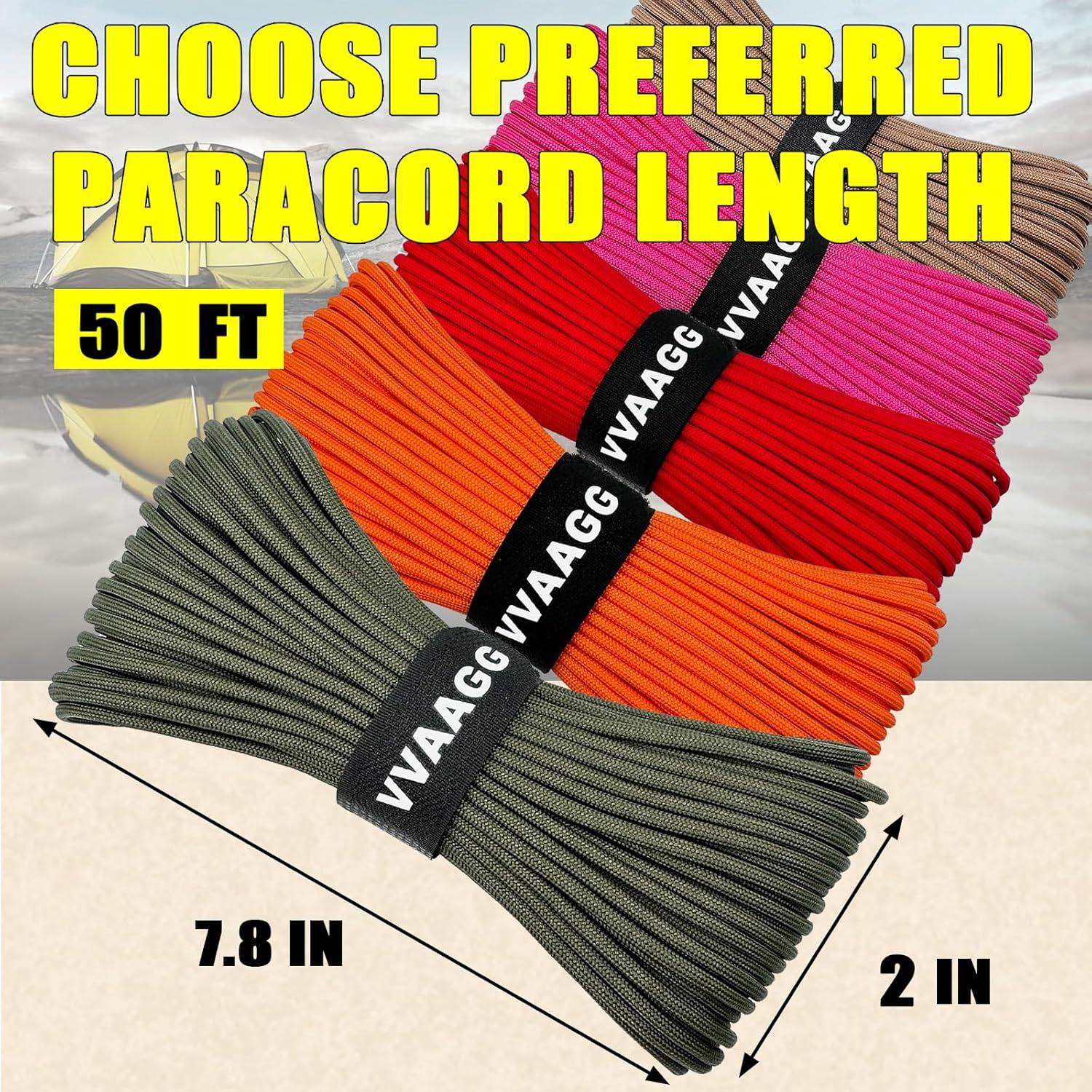 Cuerda Paracord VVAAGG 1000lb 15.24m Nylon Verde Militar