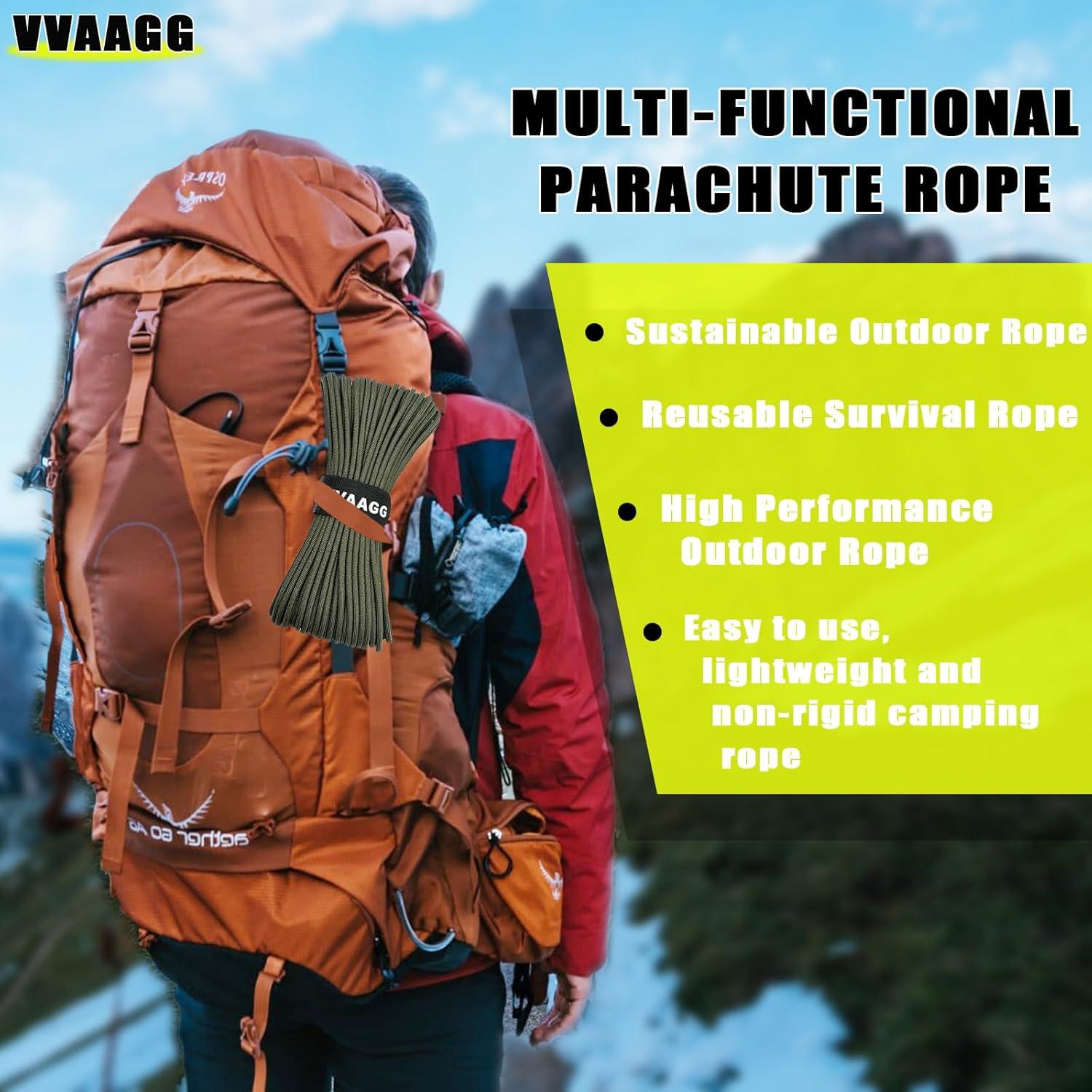 Cuerda Paracord VVAAGG 1000lb 15.24m Nylon Verde Militar