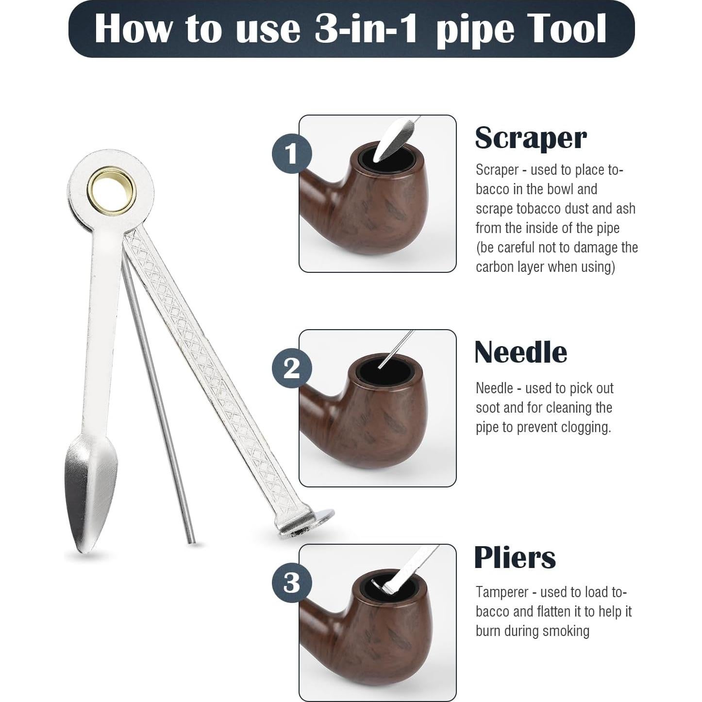 Conjunto de Pipas de Tabaco Joyoldelf Curvada con Accesorios